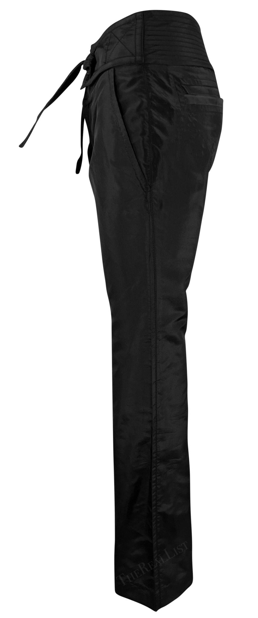 S/S 2003 Gucci by Tom Ford Black Silk Taffeta Waist Tie Pants - RealList
