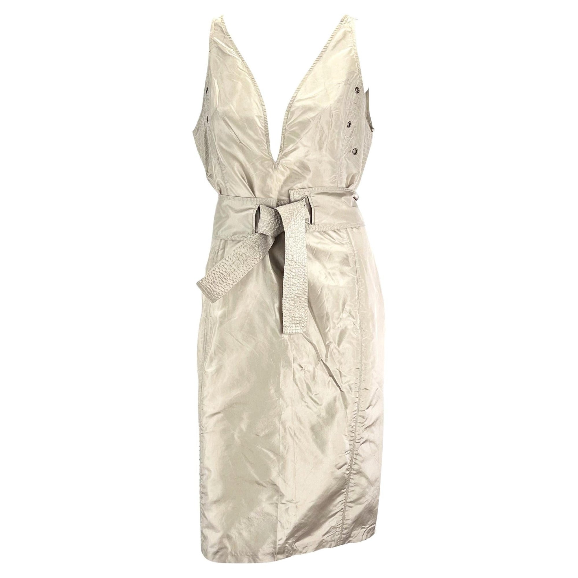 S/S 2003 Gucci by Tom Ford Silk Taupe Belted Dress - RealList