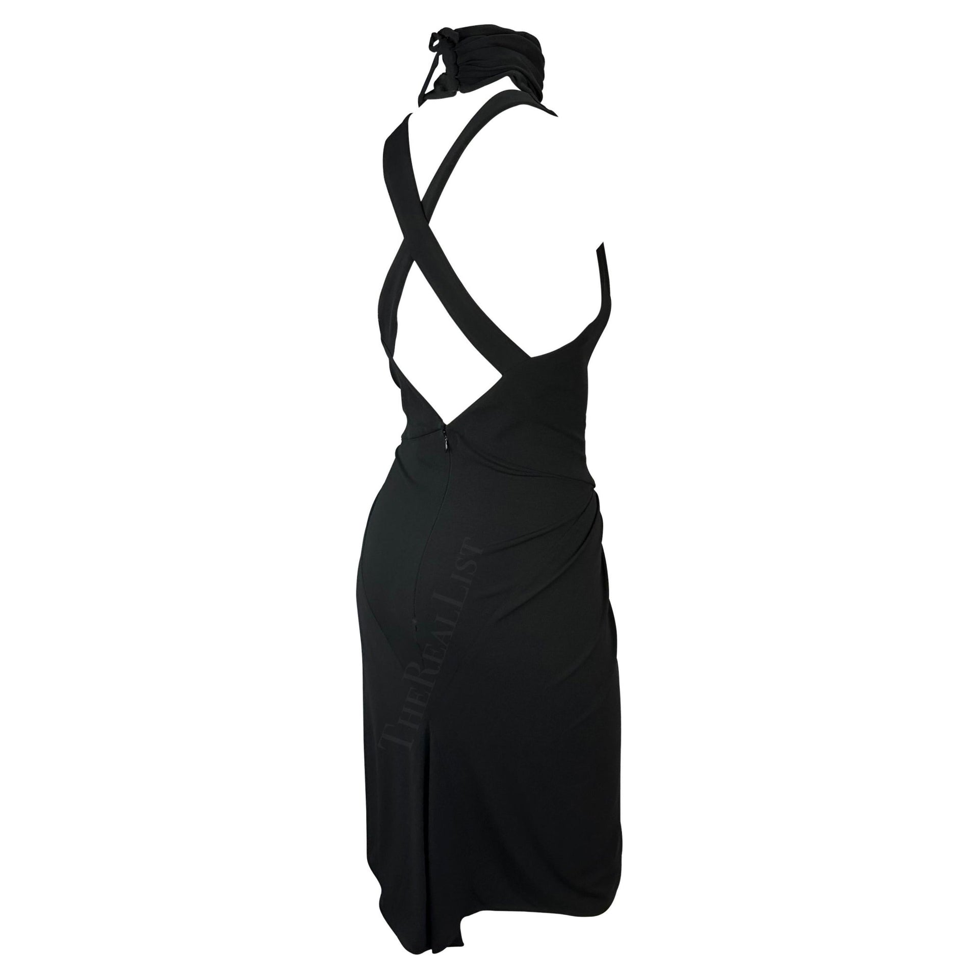 S/S 2003 Karl Lagerfeld Gallery Runway Black Backless Ruched Midi Dress - RealList