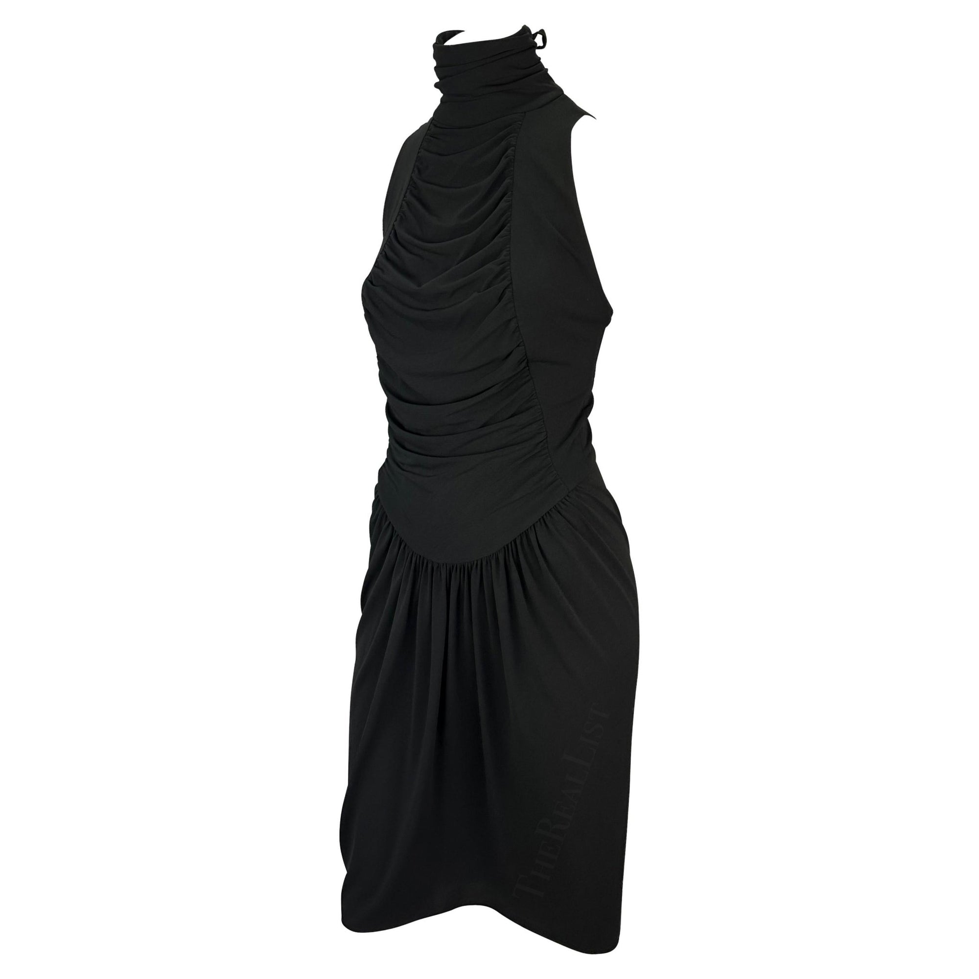 S/S 2003 Karl Lagerfeld Gallery Runway Black Backless Ruched Midi Dress - RealList