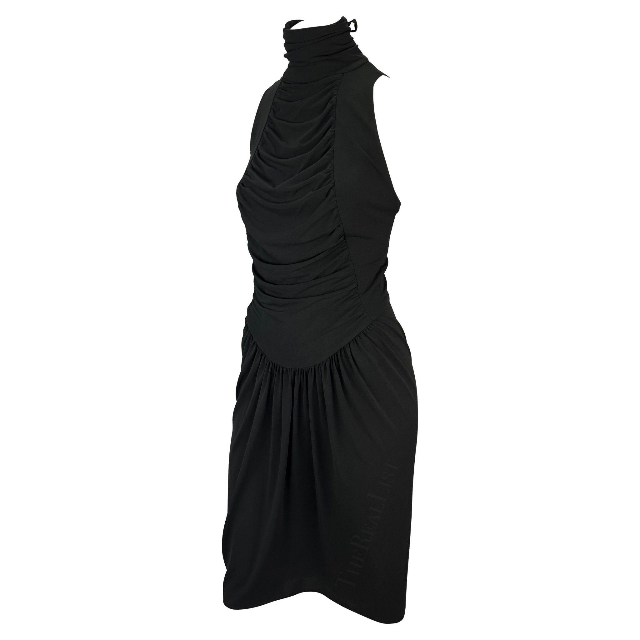 S/S 2003 Karl Lagerfeld Gallery Runway Black Backless Ruched Midi Dress - RealList
