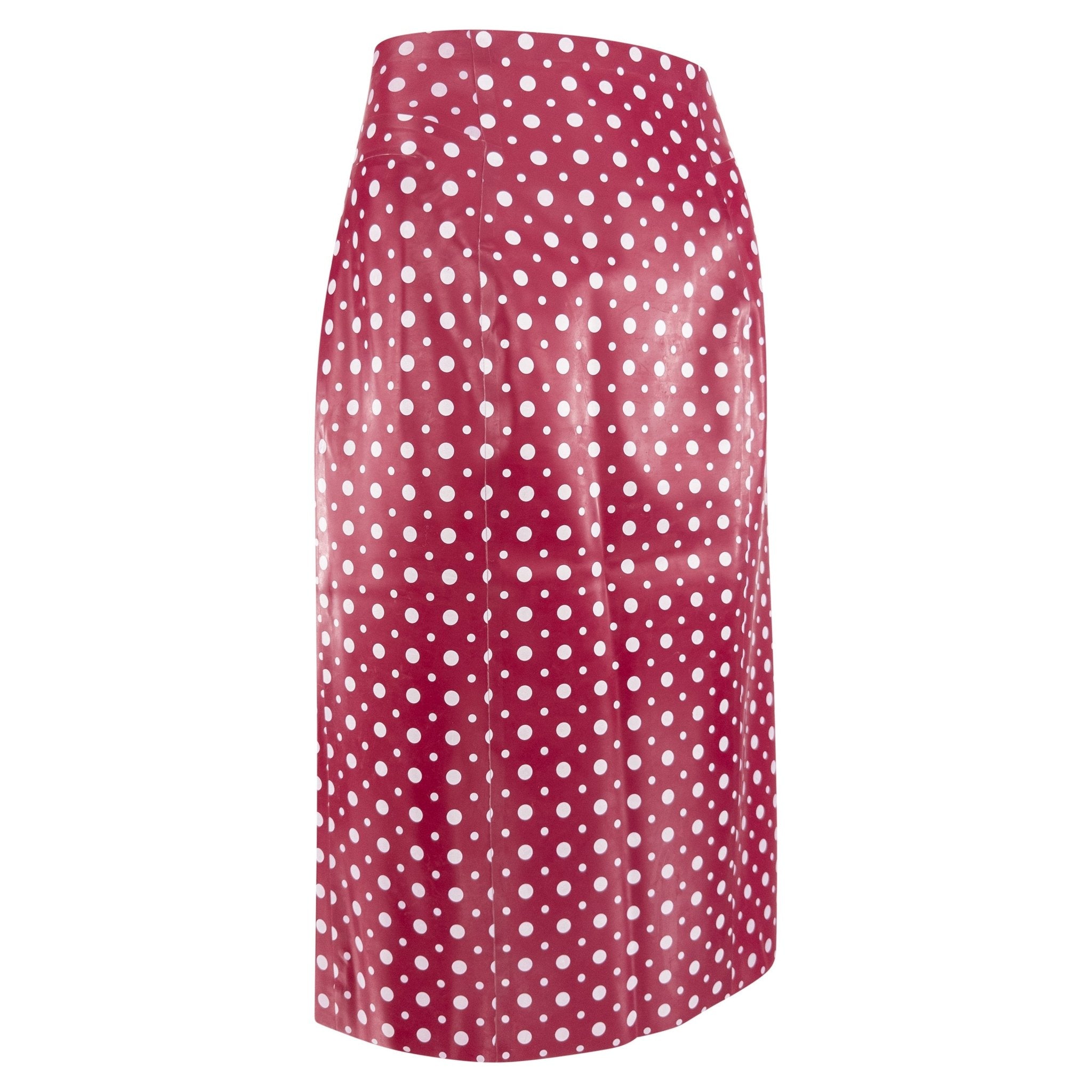 S/S 2003 Louis Vuitton by Marc Jacobs Runway Red Rubber White Polka Dot Skirt - RealList