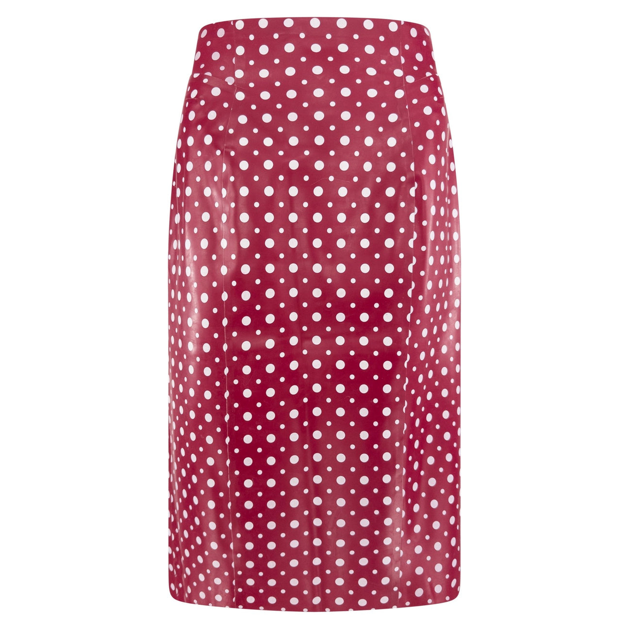 S/S 2003 Louis Vuitton by Marc Jacobs Runway Red Rubber White Polka Dot Skirt - RealList