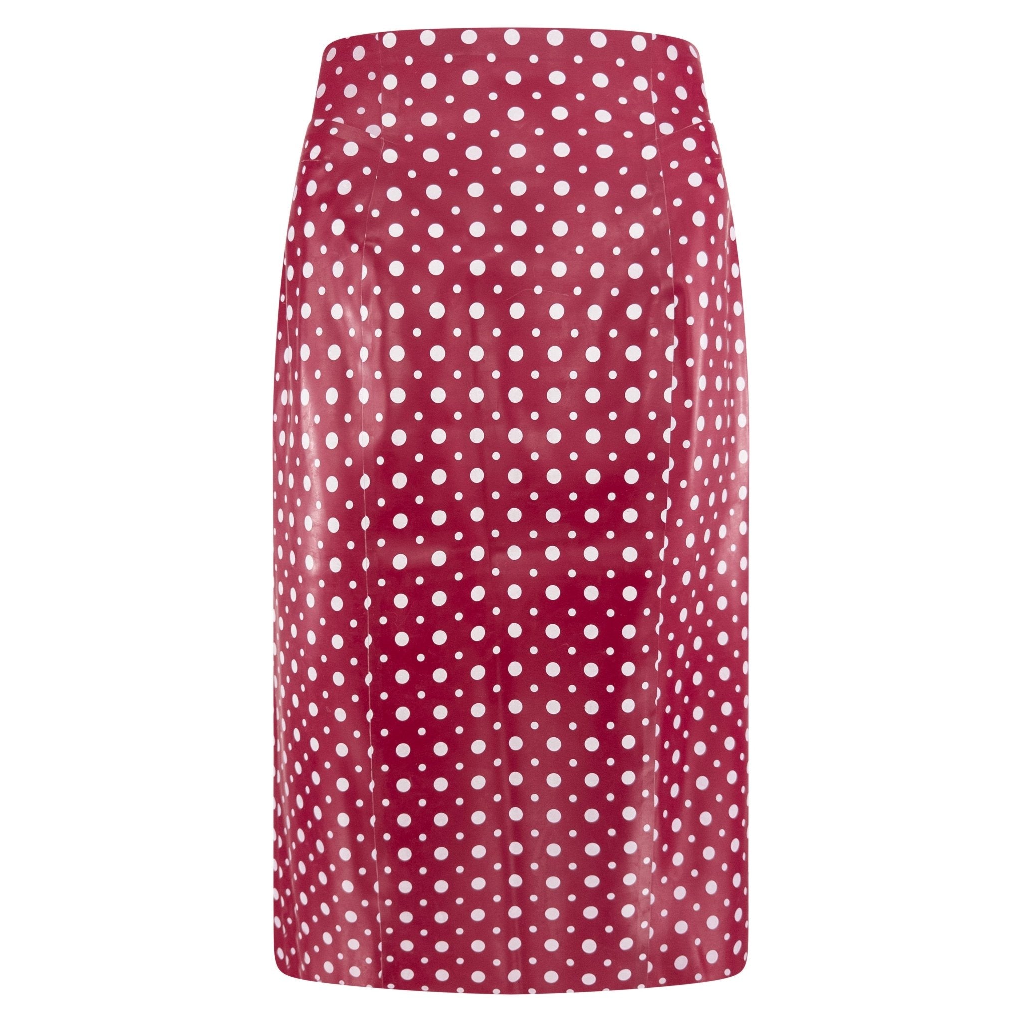 S/S 2003 Louis Vuitton by Marc Jacobs Runway Red Rubber White Polka Dot Skirt - RealList