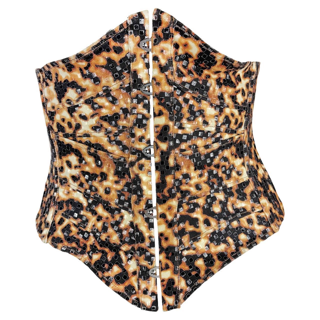 S/S 2003 Roberto Cavalli Prototype Abstract Animal Print Runway Corset Top - RealList