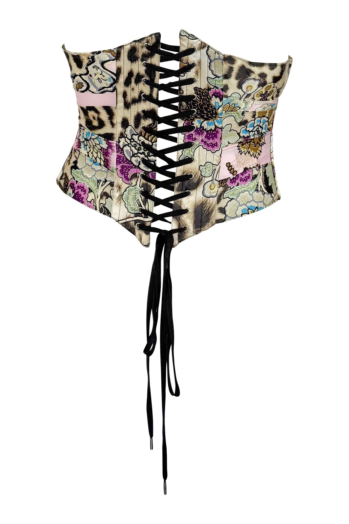 S/S 2003 Roberto Cavalli Runway Pink Chinoiserie Print Satin Corset Top - RealList