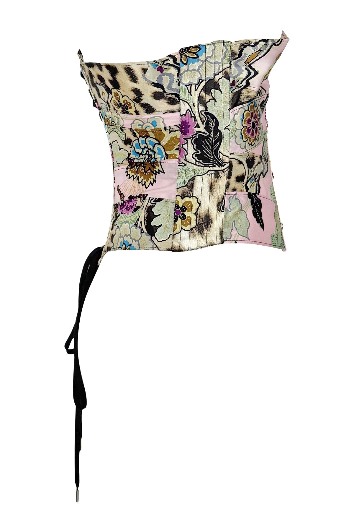 S/S 2003 Roberto Cavalli Runway Pink Chinoiserie Print Satin Corset Top - RealList