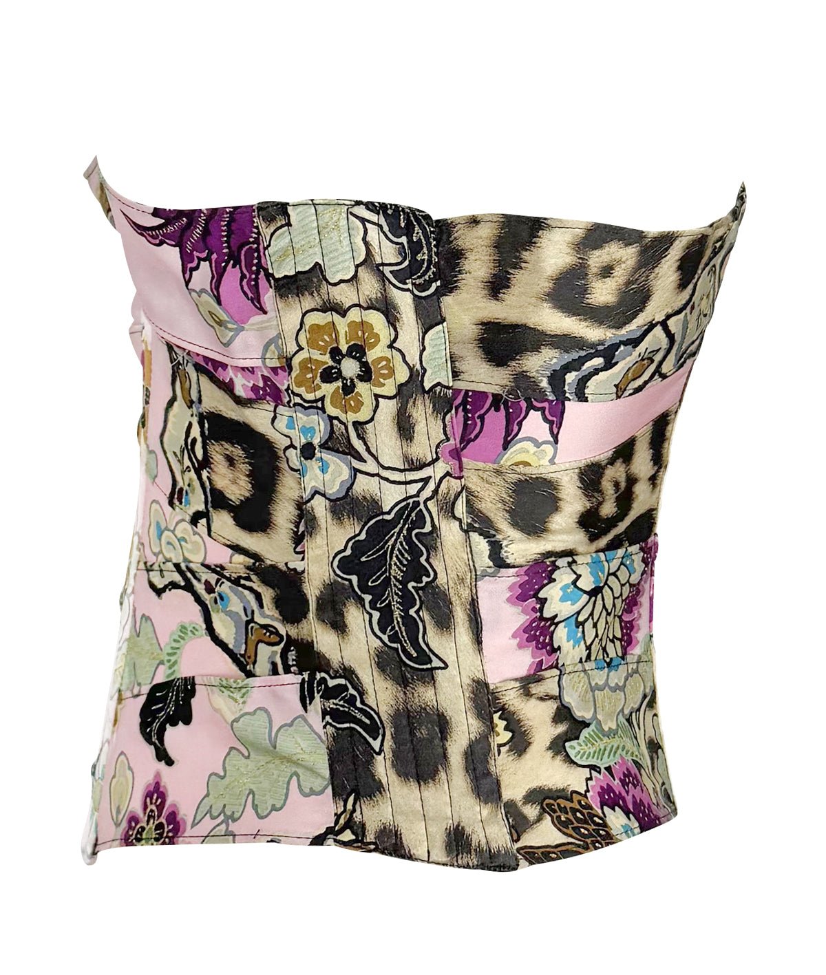 S/S 2003 Roberto Cavalli Runway Pink Chinoiserie Print Satin Corset Top - RealList