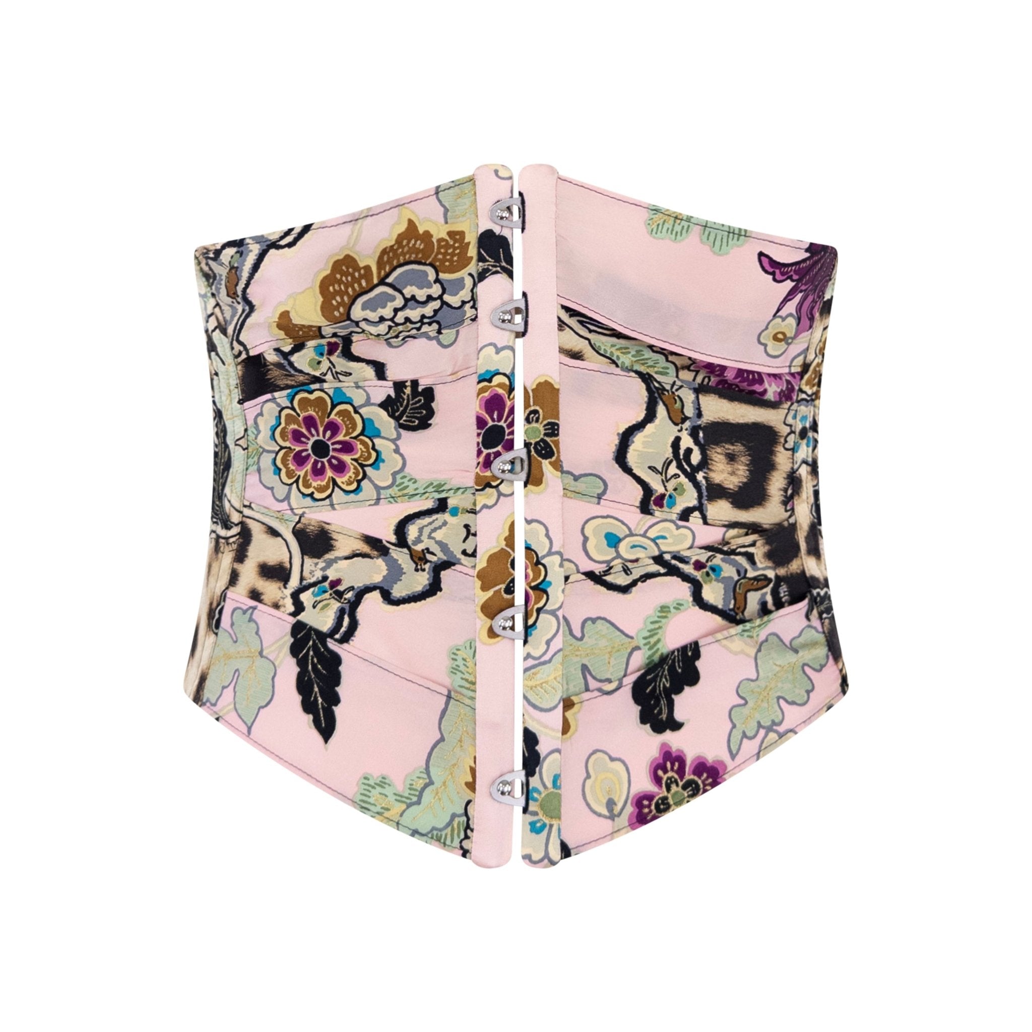 S/S 2003 Roberto Cavalli Runway Pink Chinoiserie Print Satin Corset Top - RealList