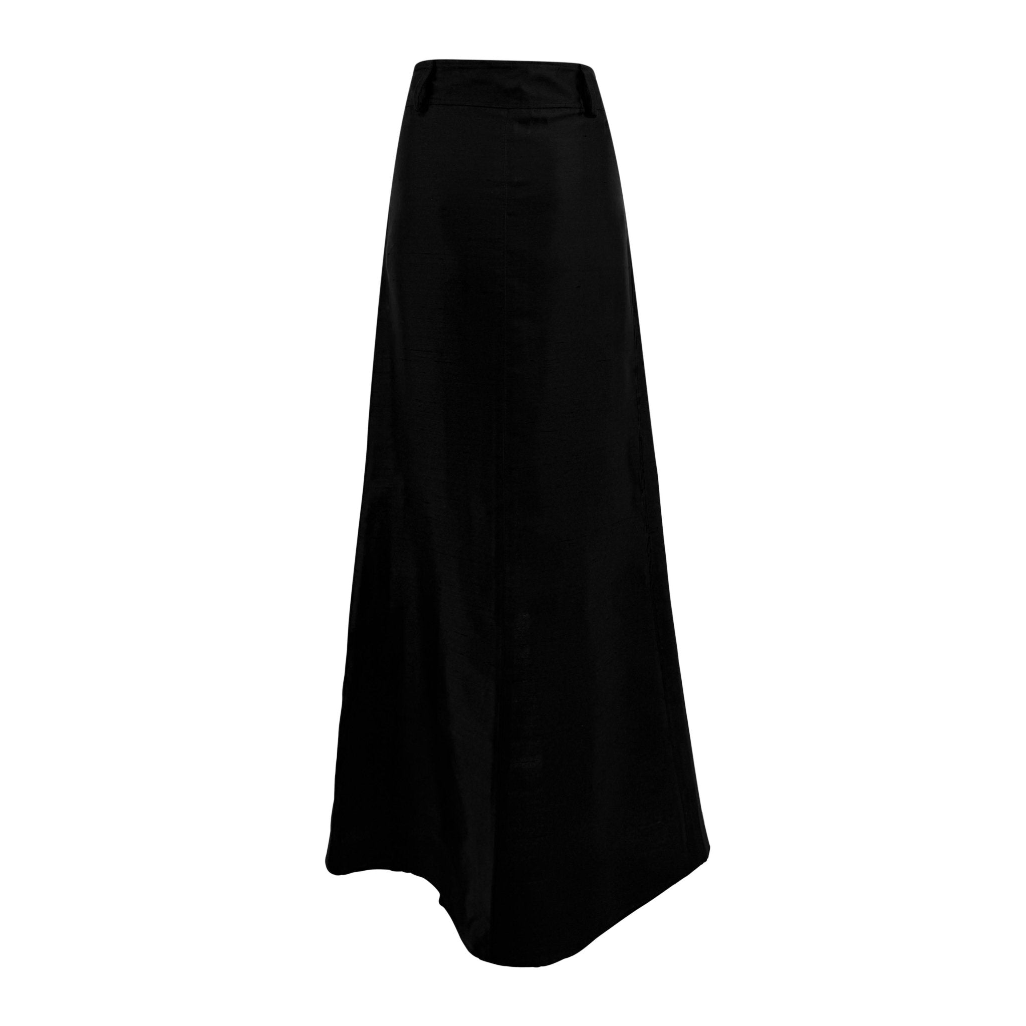 S/S 2003 Valentino Garavani Runway Black Raw Silk Cargo Pocket Maxi Skirt - RealList