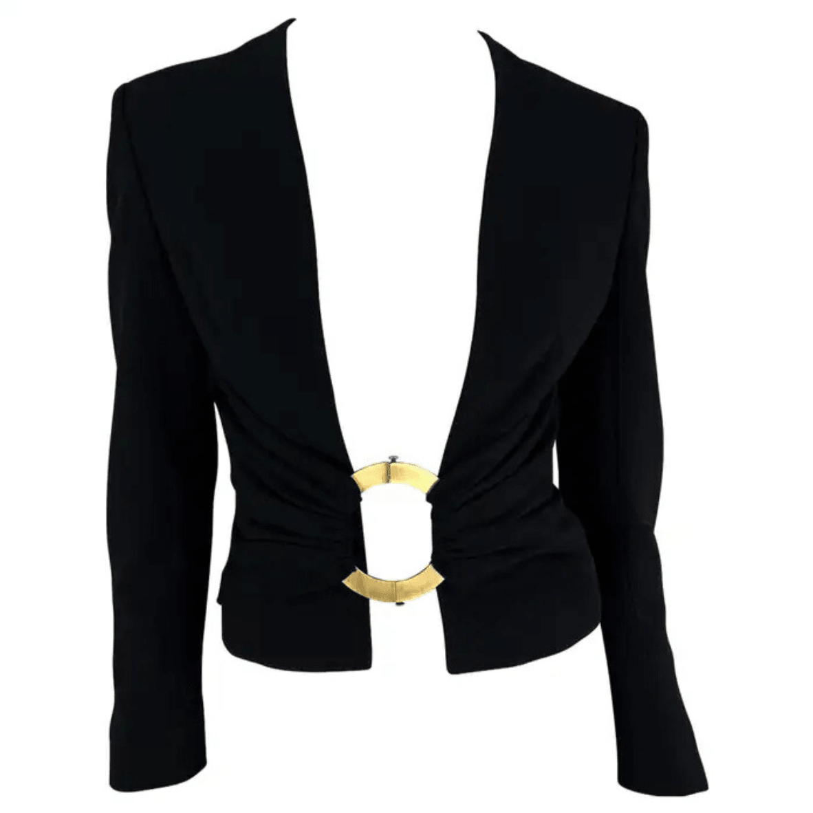 S/S 2003 Valentino Garavani Runway Gold Ring Buckle Open Blazer Top - RealList