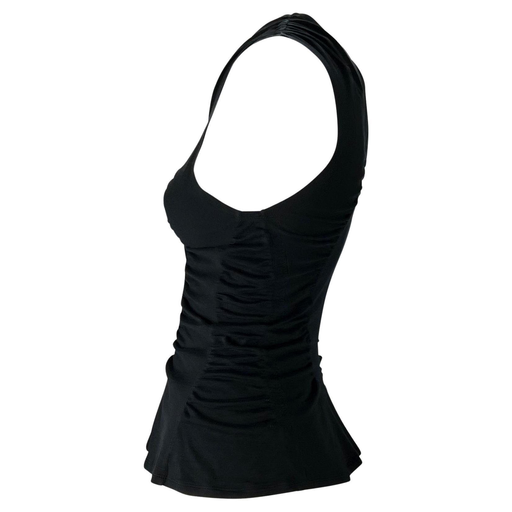 S/S 2003 Yves Saint Laurent by Tom Ford Black Ruched Cotton Tank Top - RealList