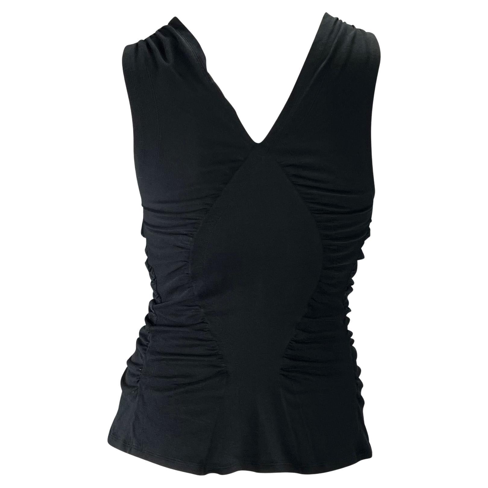 S/S 2003 Yves Saint Laurent by Tom Ford Black Ruched Cotton Tank Top - RealList