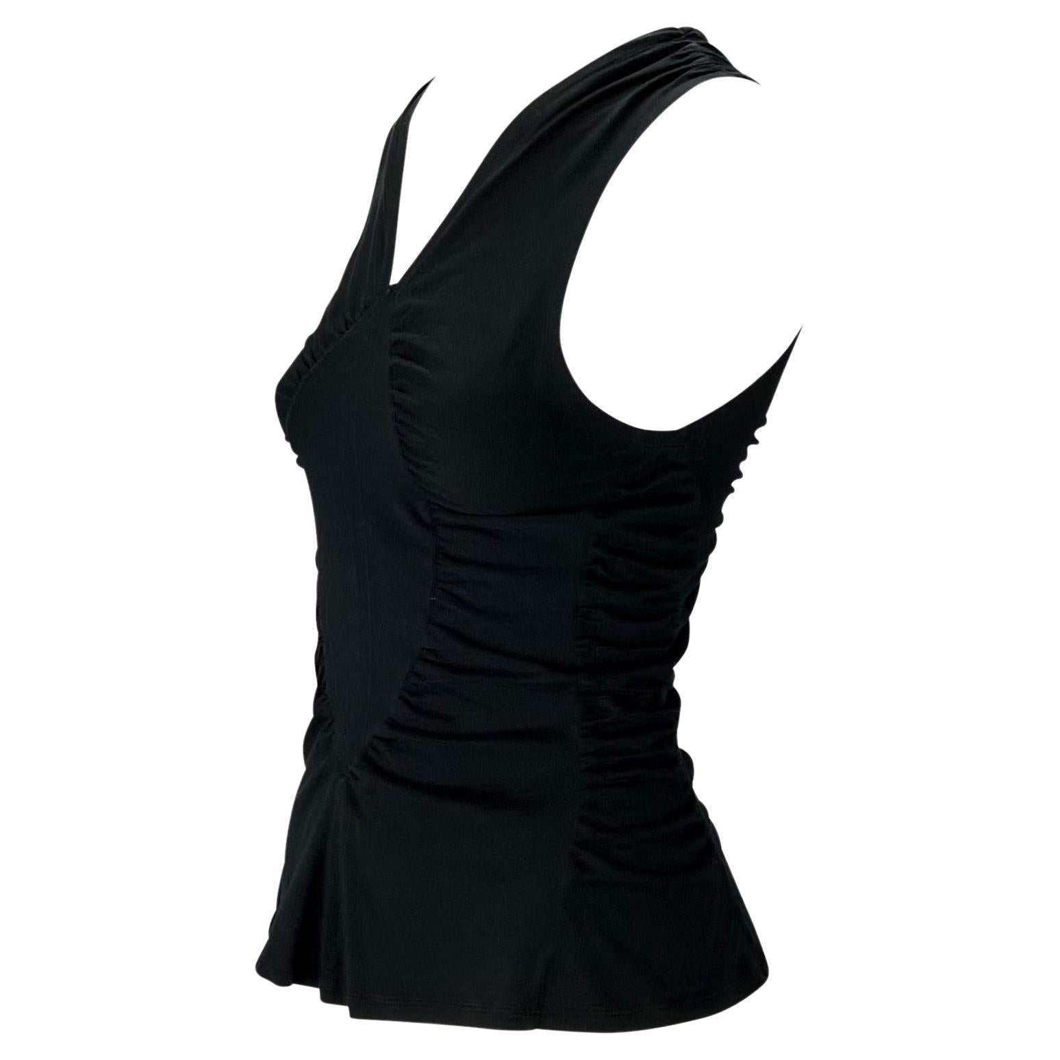 S/S 2003 Yves Saint Laurent by Tom Ford Black Ruched Cotton Tank Top - RealList