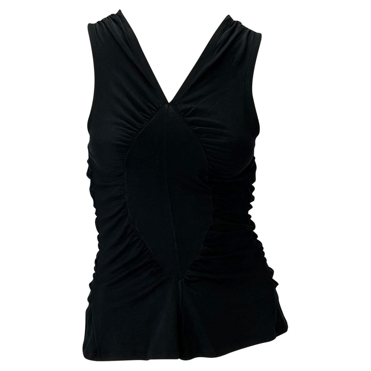 S/S 2003 Yves Saint Laurent by Tom Ford Black Ruched Cotton Tank Top - RealList