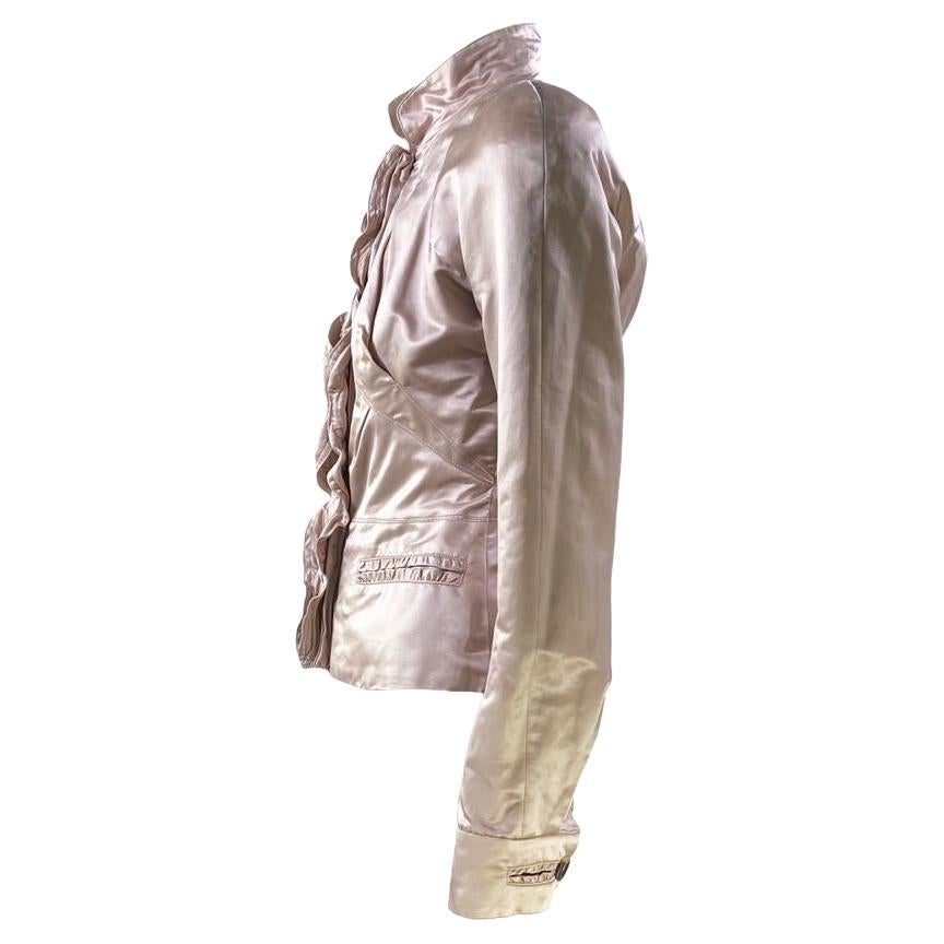 S/S 2003 Yves Saint Laurent by Tom Ford Pink Ruffle Cotton Silk Blazer Jacket - RealList