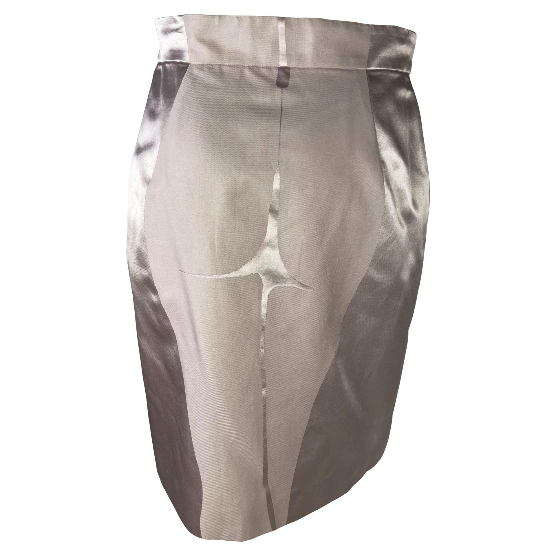 S/S 2003 Yves Saint Laurent by Tom Ford Runway Female Body Print Lavender Skirt - RealList