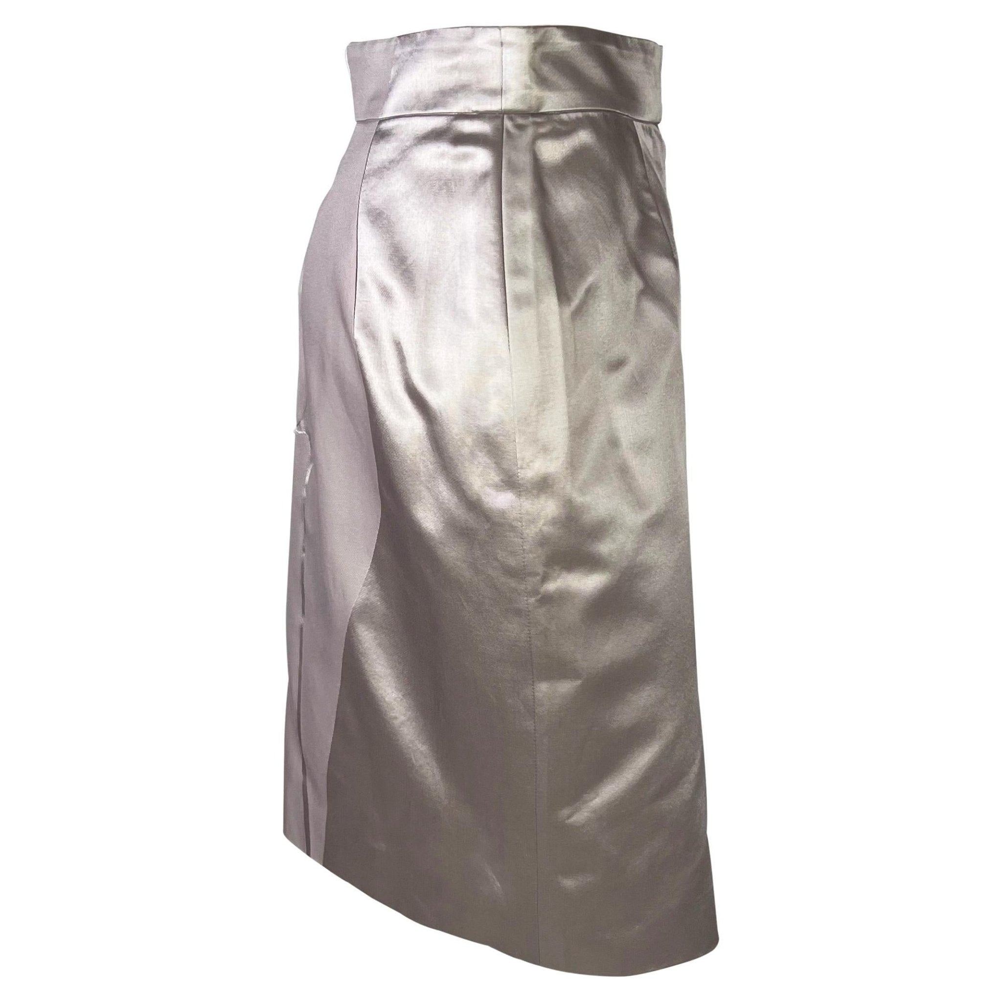 S/S 2003 Yves Saint Laurent by Tom Ford Runway Female Body Print Lavender Skirt - RealList