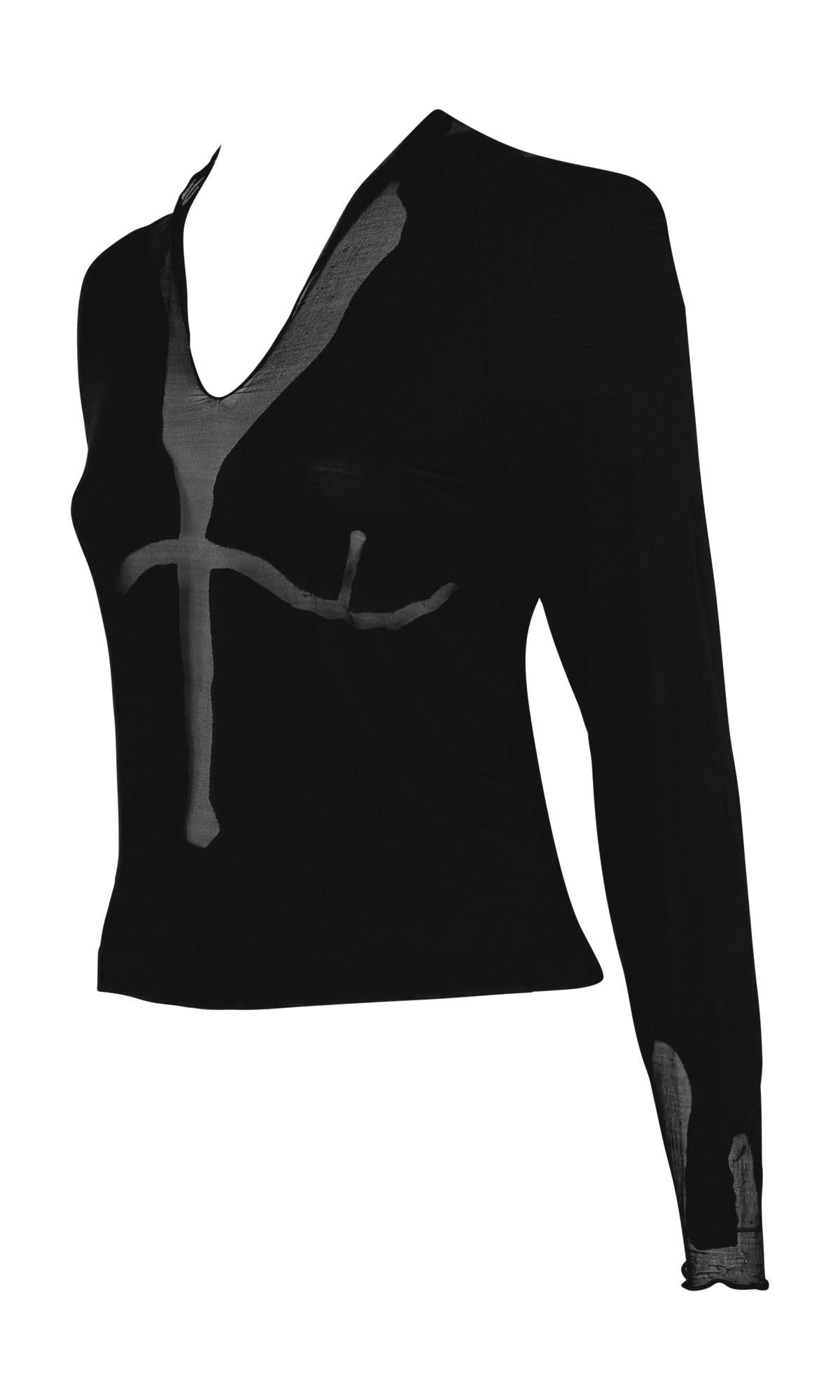 S/S 2003 Yves Saint Laurent by Tom Ford Runway Sheer Anatomic Pattern Shirt - RealList