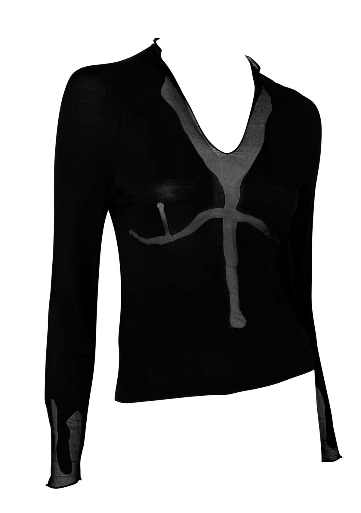 S/S 2003 Yves Saint Laurent by Tom Ford Runway Sheer Anatomic Pattern Shirt - RealList