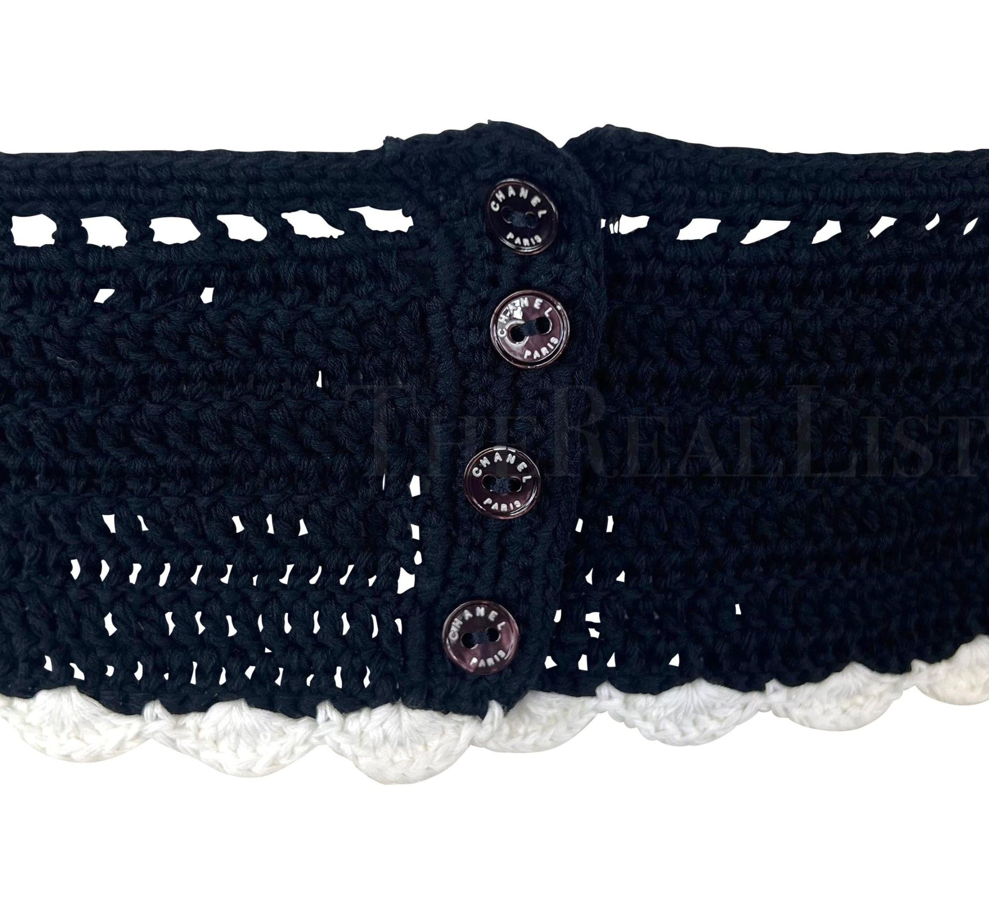 S/S 2004 Chanel by Karl Lagerfeld Black Crochet Halterneck Bralette Top - RealList