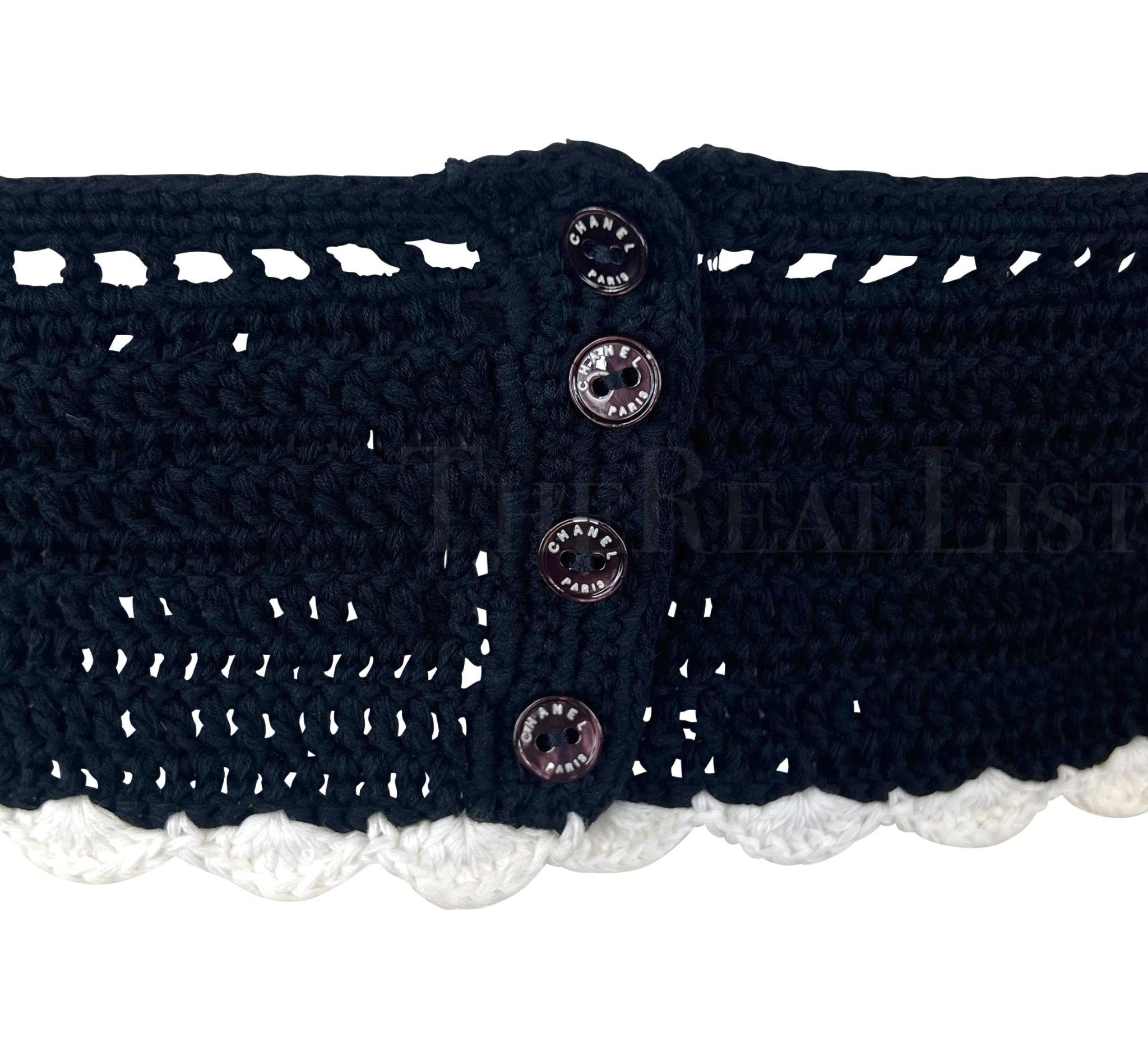 S/S 2004 Chanel by Karl Lagerfeld Black Crochet Halterneck Bralette Top - RealList