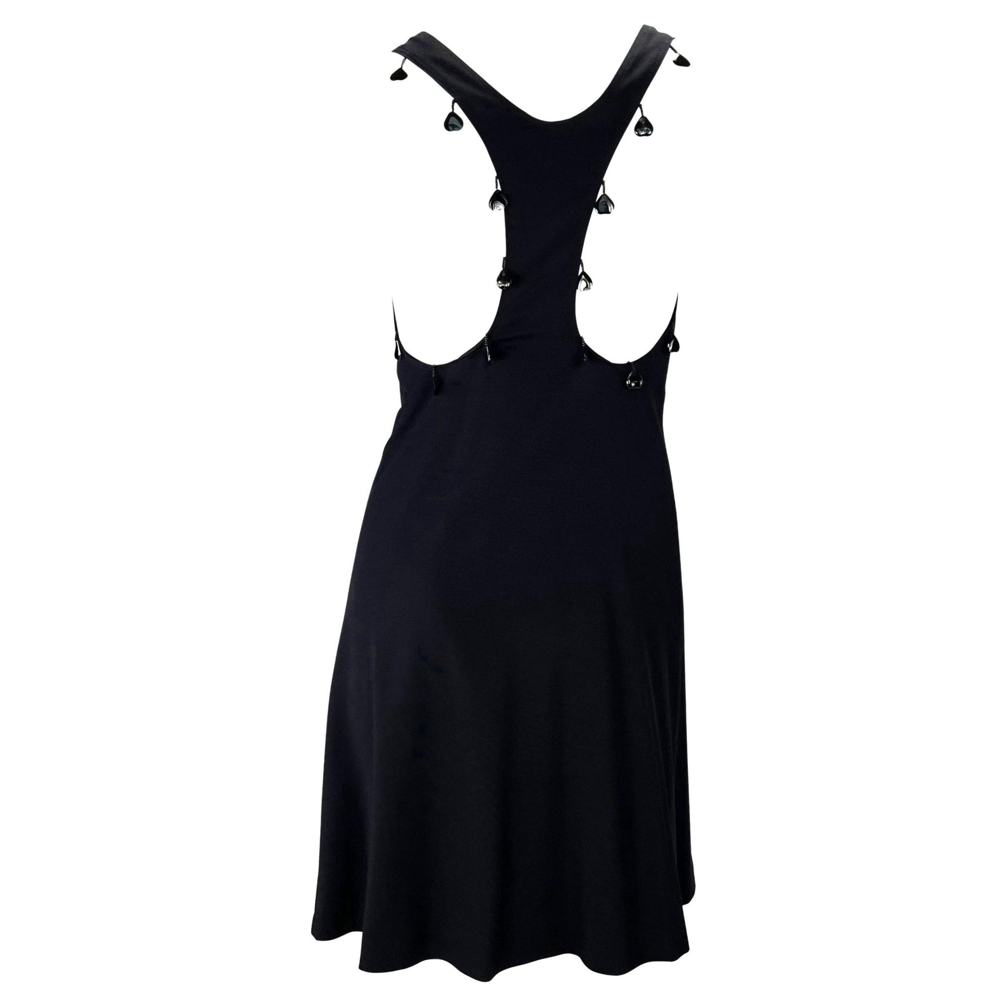 S/S 2004 Chloe by Phoebe Philo Black Beaded Heart Racerback Knit Dress - RealList