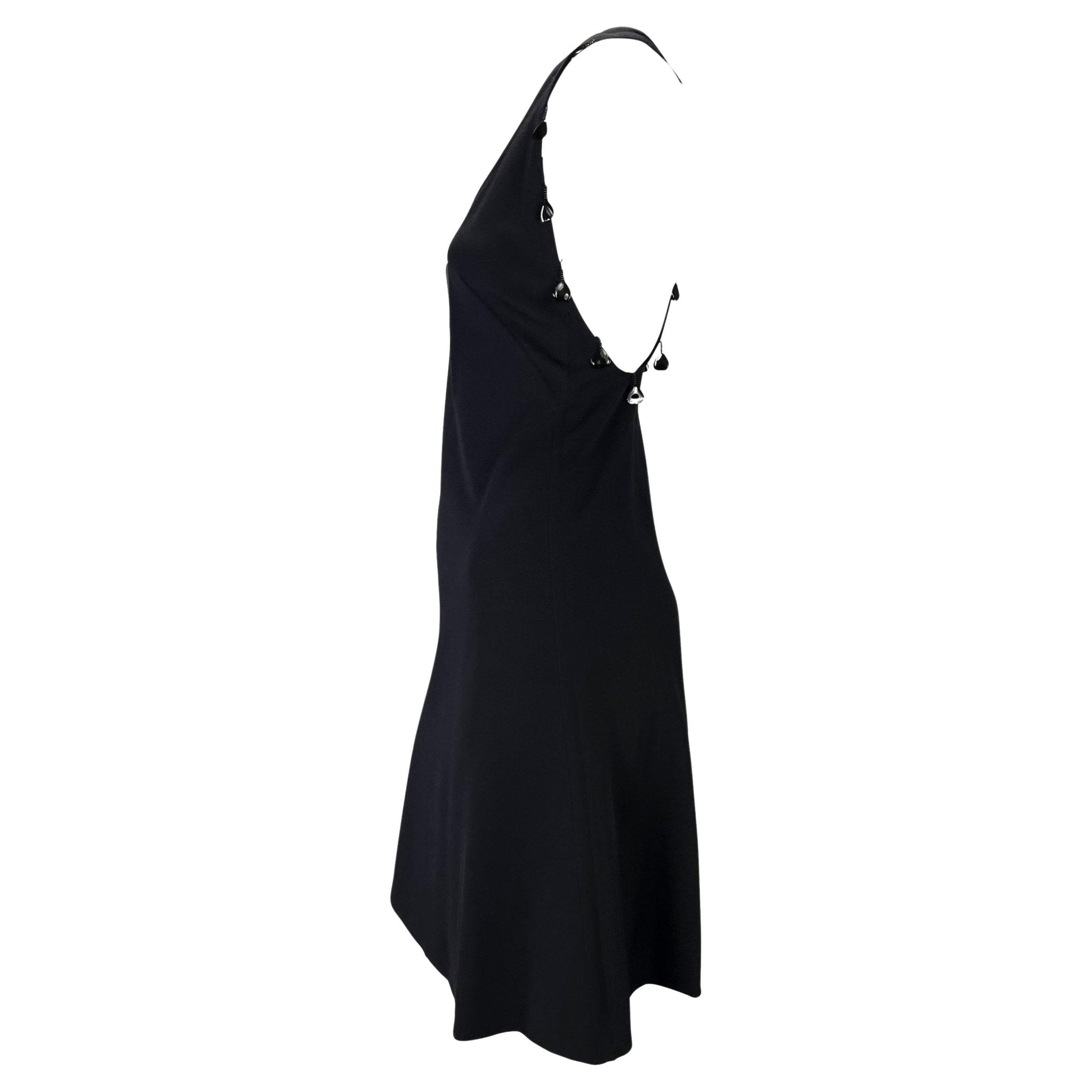 S/S 2004 Chloe by Phoebe Philo Black Beaded Heart Racerback Knit Dress - RealList