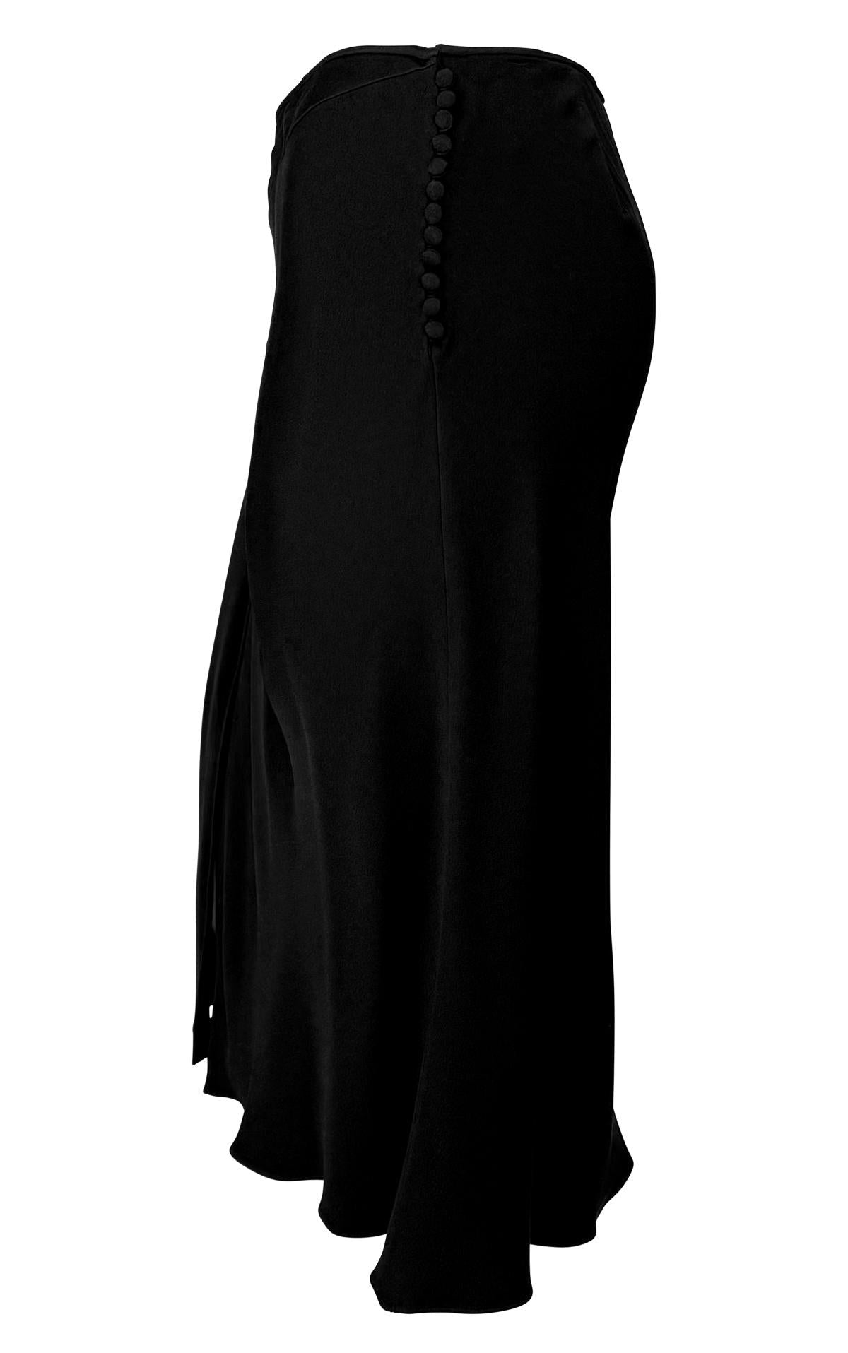 S/S 2004 Christian Dior by John Galliano Black Satin Rhinestone Brooch Skirt - RealList