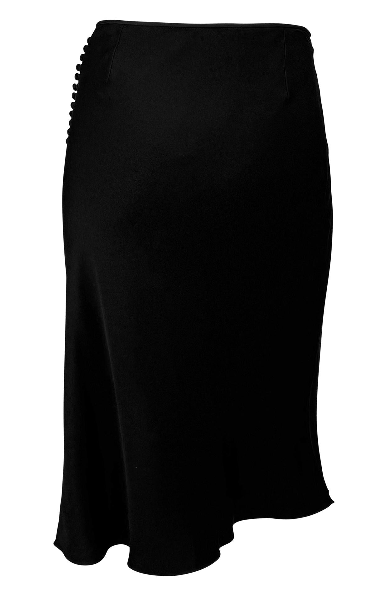 S/S 2004 Christian Dior by John Galliano Black Satin Rhinestone Brooch Skirt - RealList