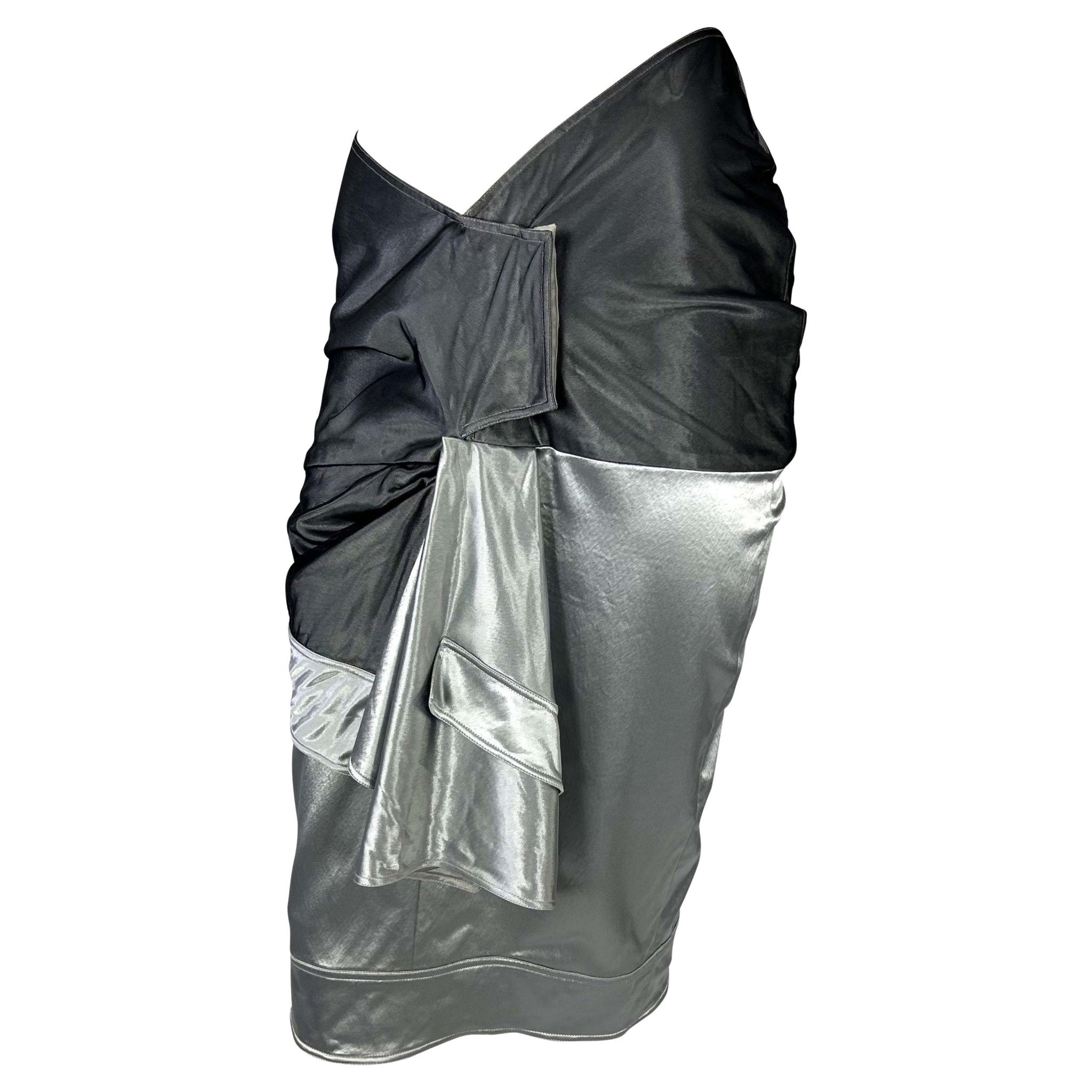 S/S 2004 Christian Dior by John Galliano Runway Tulle Silver Faux - Wrap Skirt - RealList