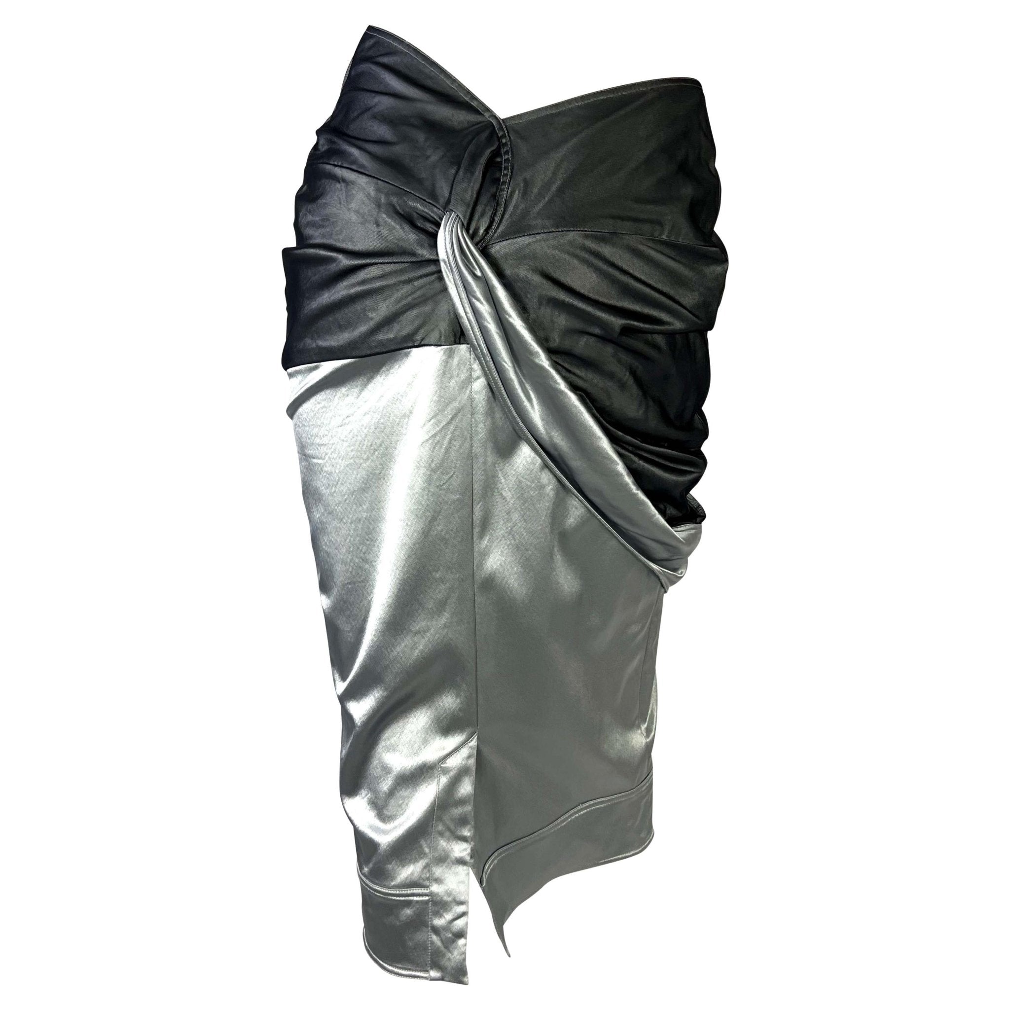 S/S 2004 Christian Dior by John Galliano Runway Tulle Silver Faux - Wrap Skirt - RealList
