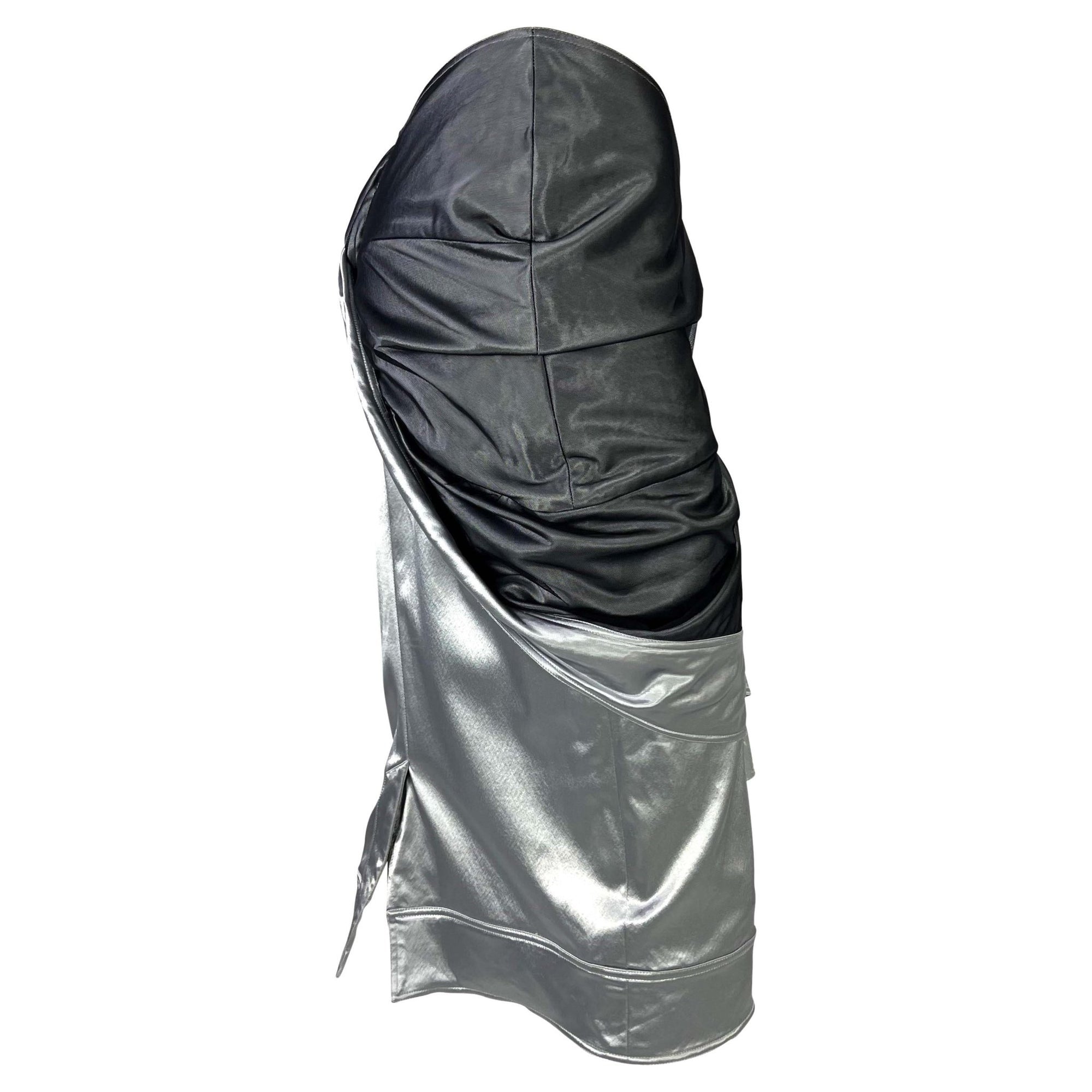 S/S 2004 Christian Dior by John Galliano Runway Tulle Silver Faux - Wrap Skirt - RealList