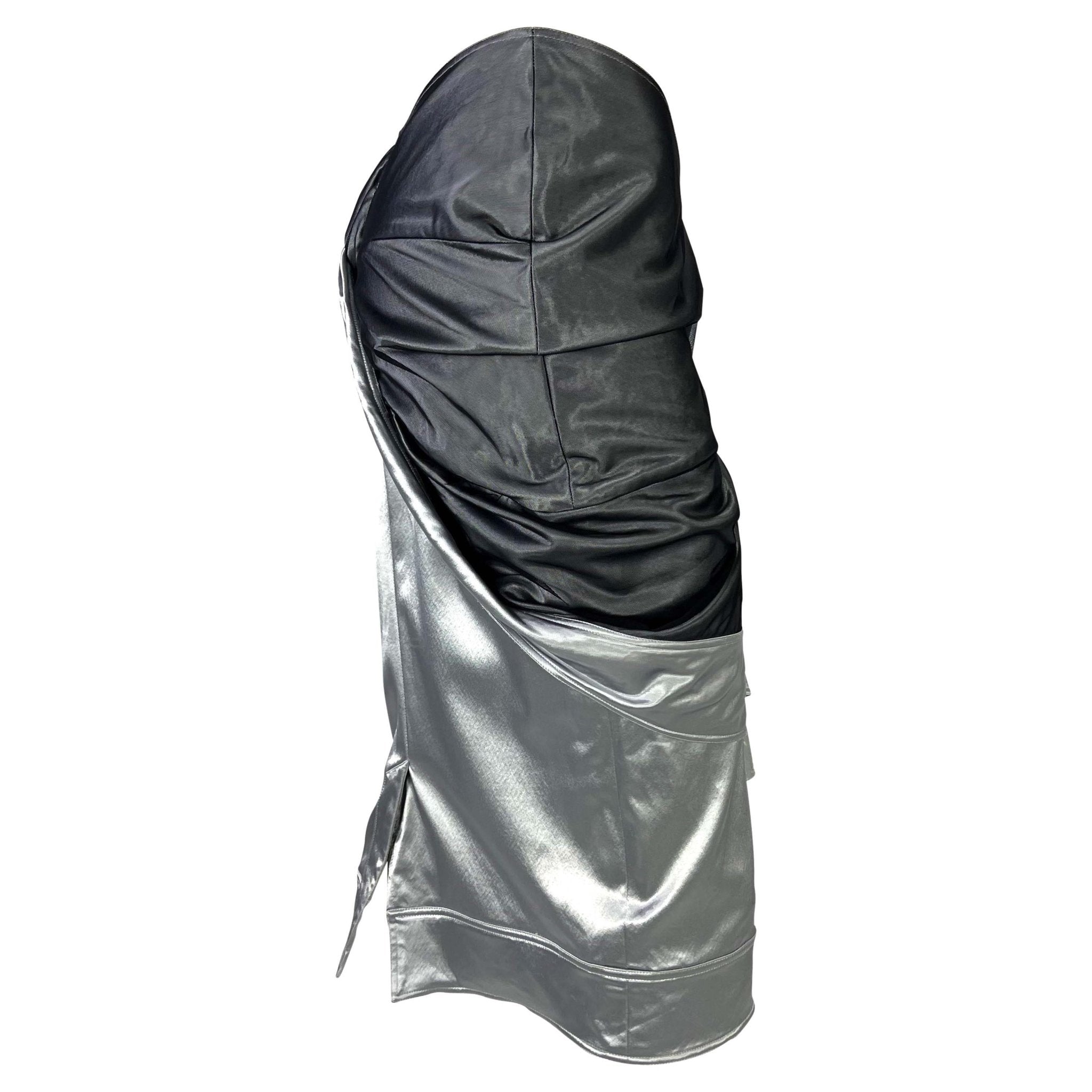 S/S 2004 Christian Dior by John Galliano Runway Tulle Silver Faux - Wrap Skirt - RealList