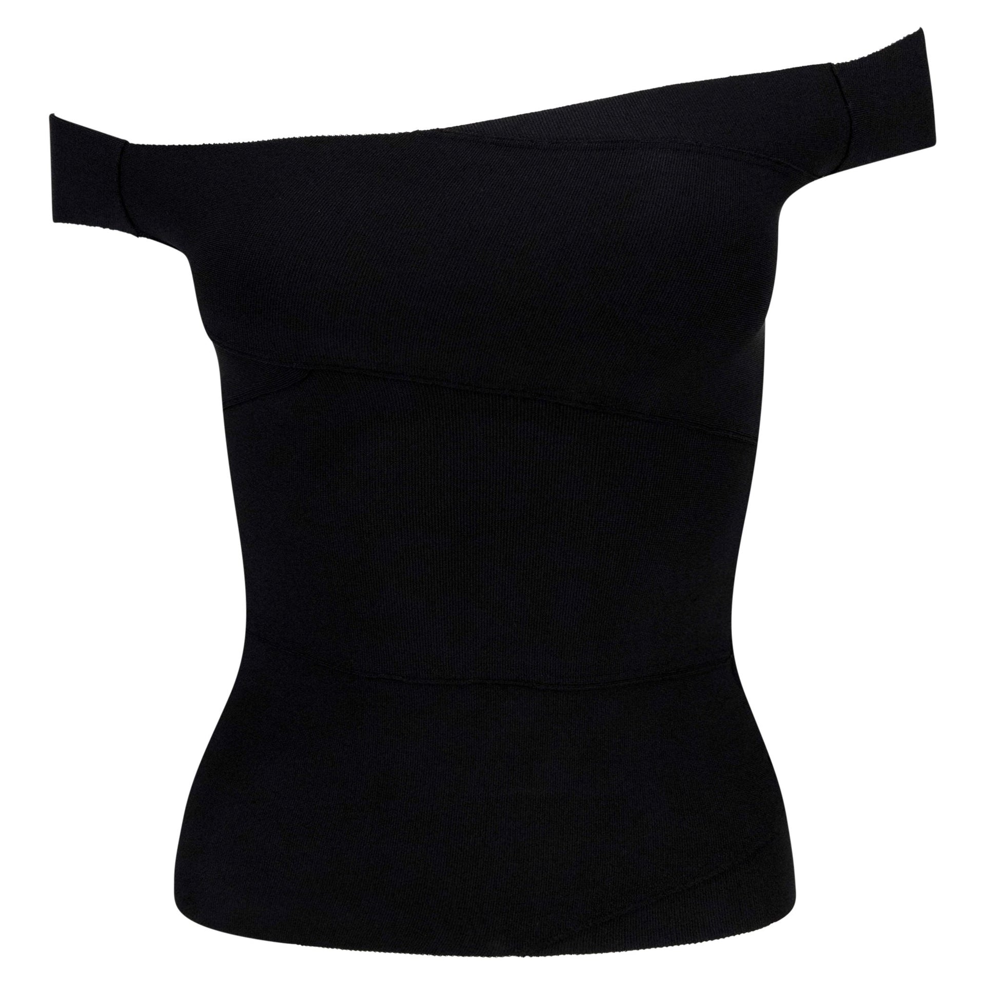 S/S 2004 Gucci by Tom Ford Black Bandage Bodycon Stretch Off - the - Shoulder Top - RealList