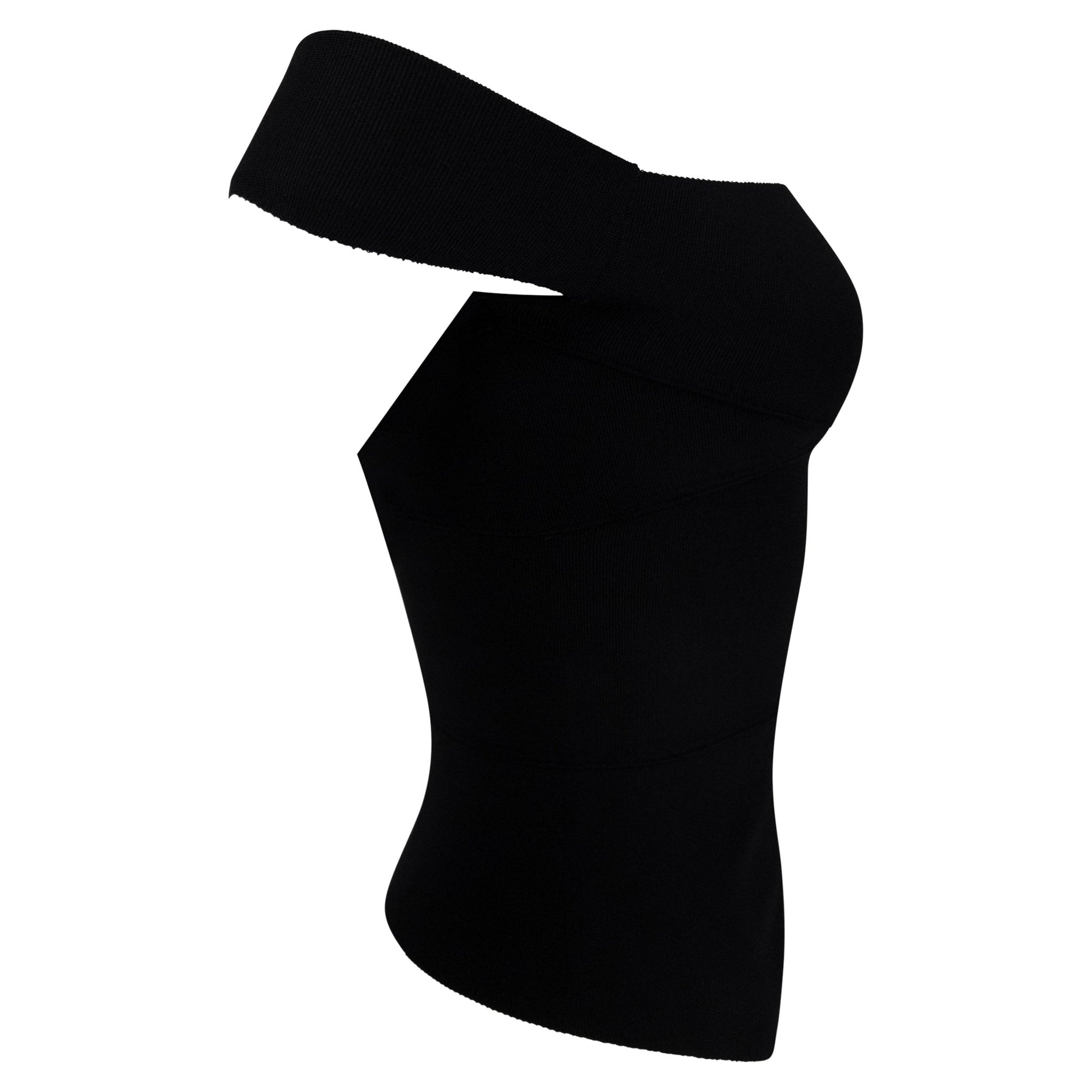 S/S 2004 Gucci by Tom Ford Black Bandage Bodycon Stretch Off - the - Shoulder Top - RealList