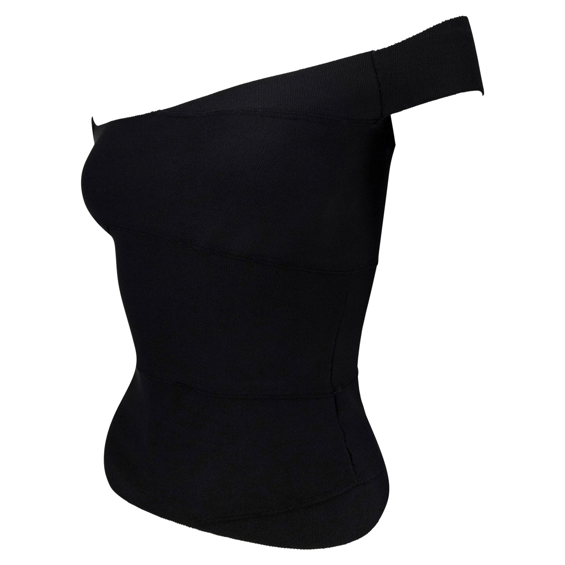 S/S 2004 Gucci by Tom Ford Black Bandage Bodycon Stretch Off - the - Shoulder Top - RealList