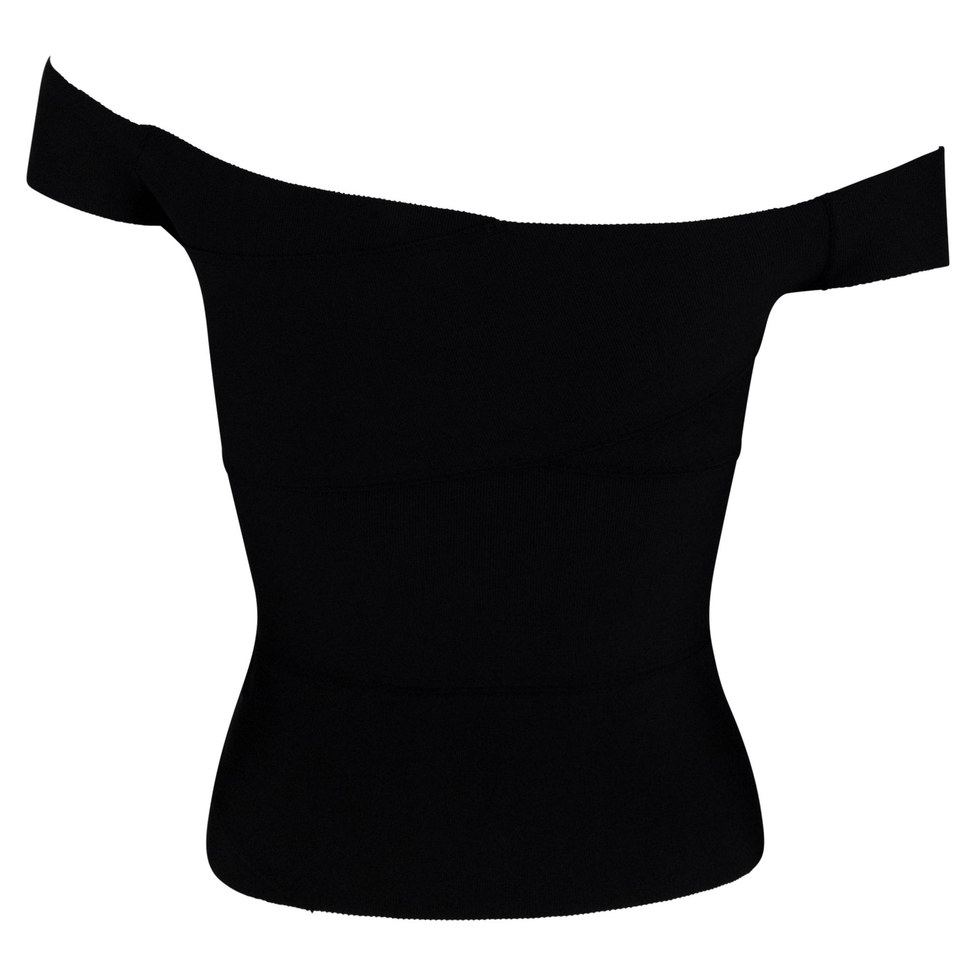 S/S 2004 Gucci by Tom Ford Black Bandage Bodycon Stretch Off - the - Shoulder Top - RealList