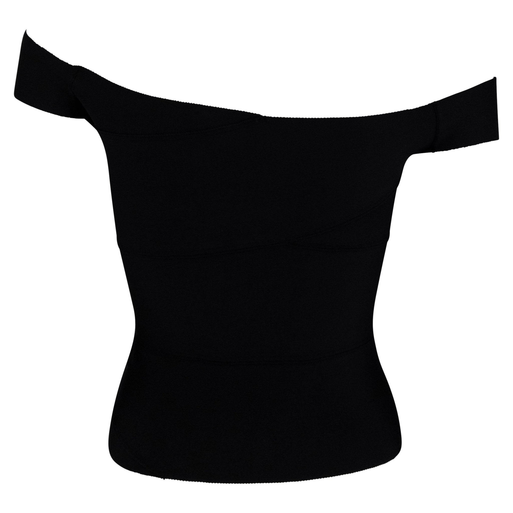 S/S 2004 Gucci by Tom Ford Black Bandage Bodycon Stretch Off - the - Shoulder Top - RealList
