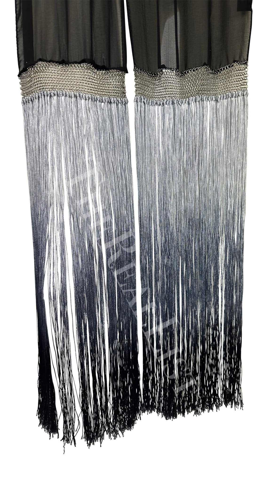 S/S 2004 Gucci by Tom Ford Black Sheer Fringe Chain Mail Scarf - RealList