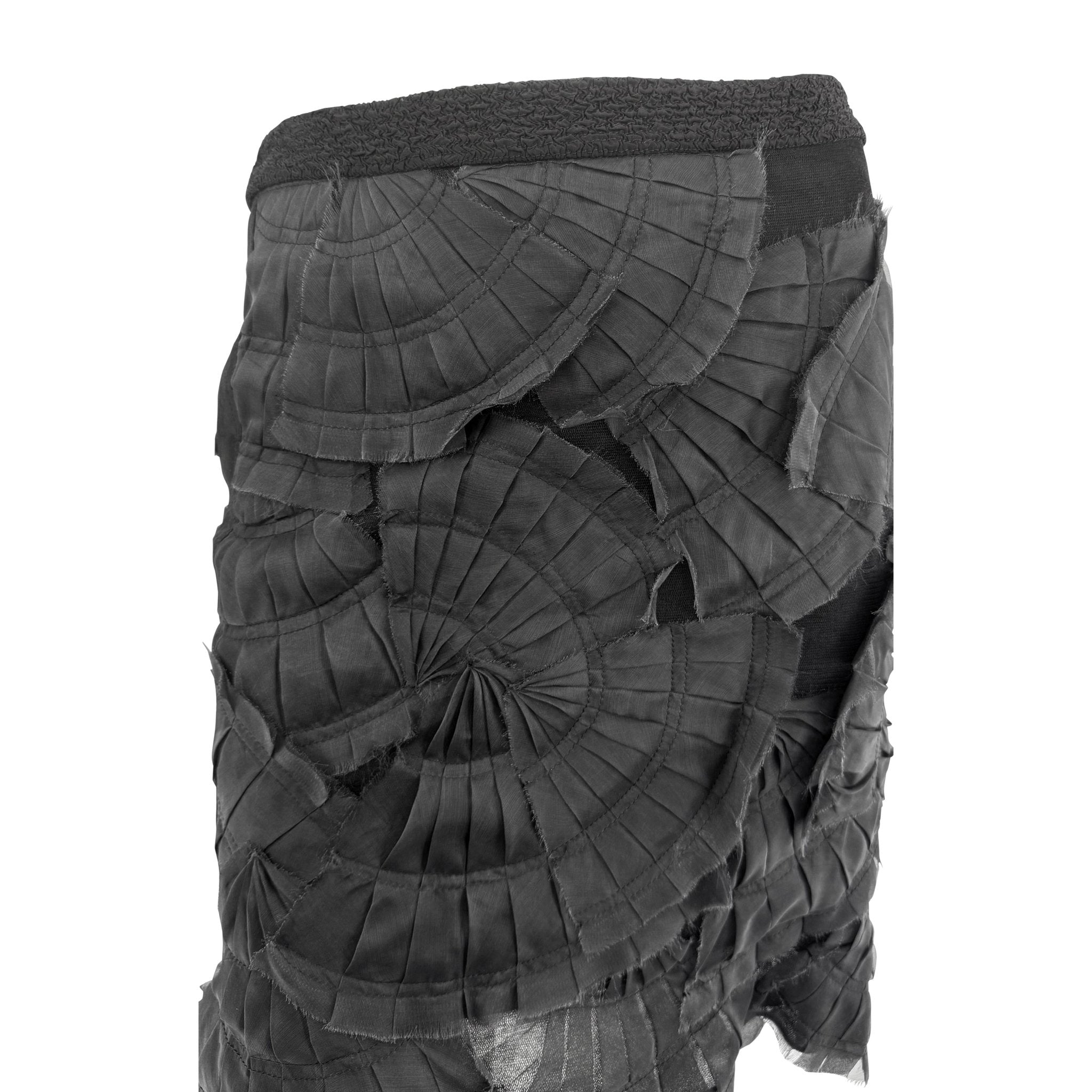 S/S 2004 Gucci by Tom Ford Runway Sheer Black Fan Pleated Silk Pencil Skirt - RealList
