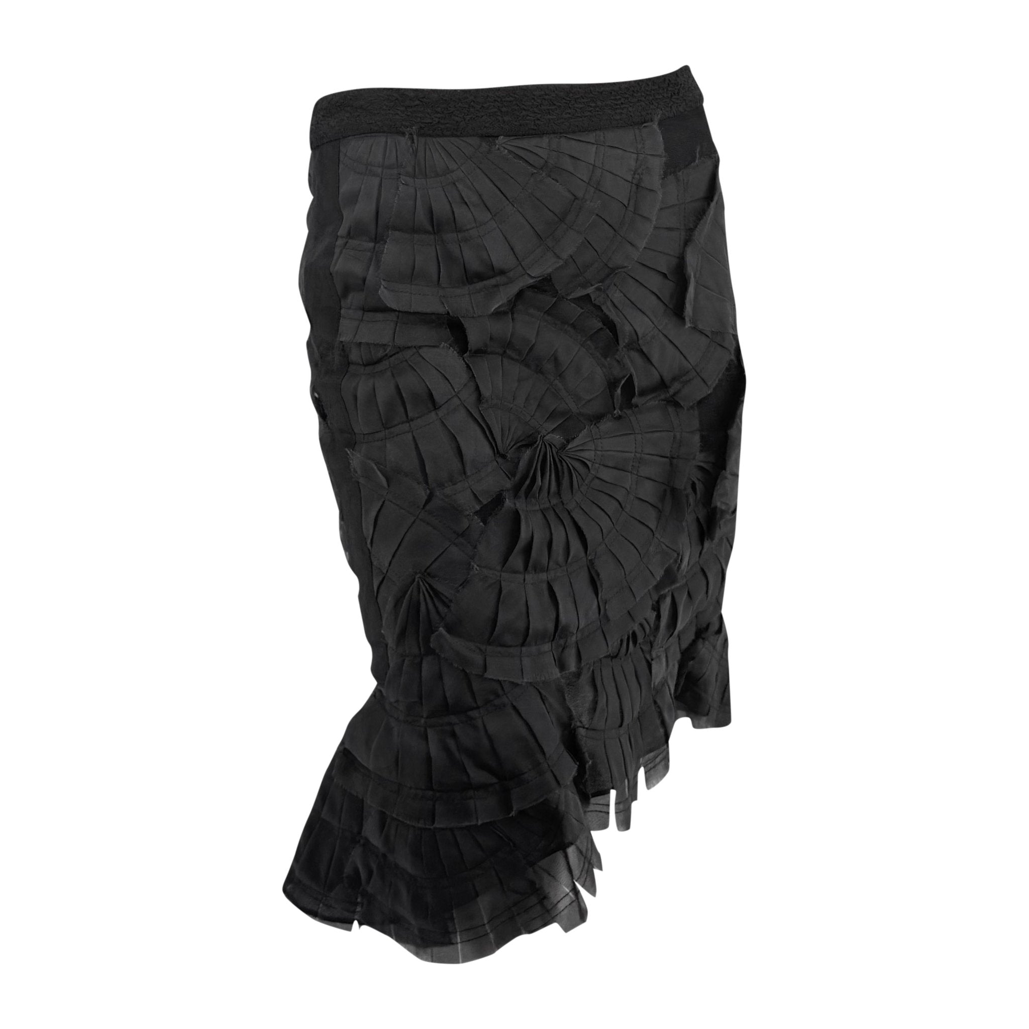 S/S 2004 Gucci by Tom Ford Runway Sheer Black Fan Pleated Silk Pencil Skirt - RealList