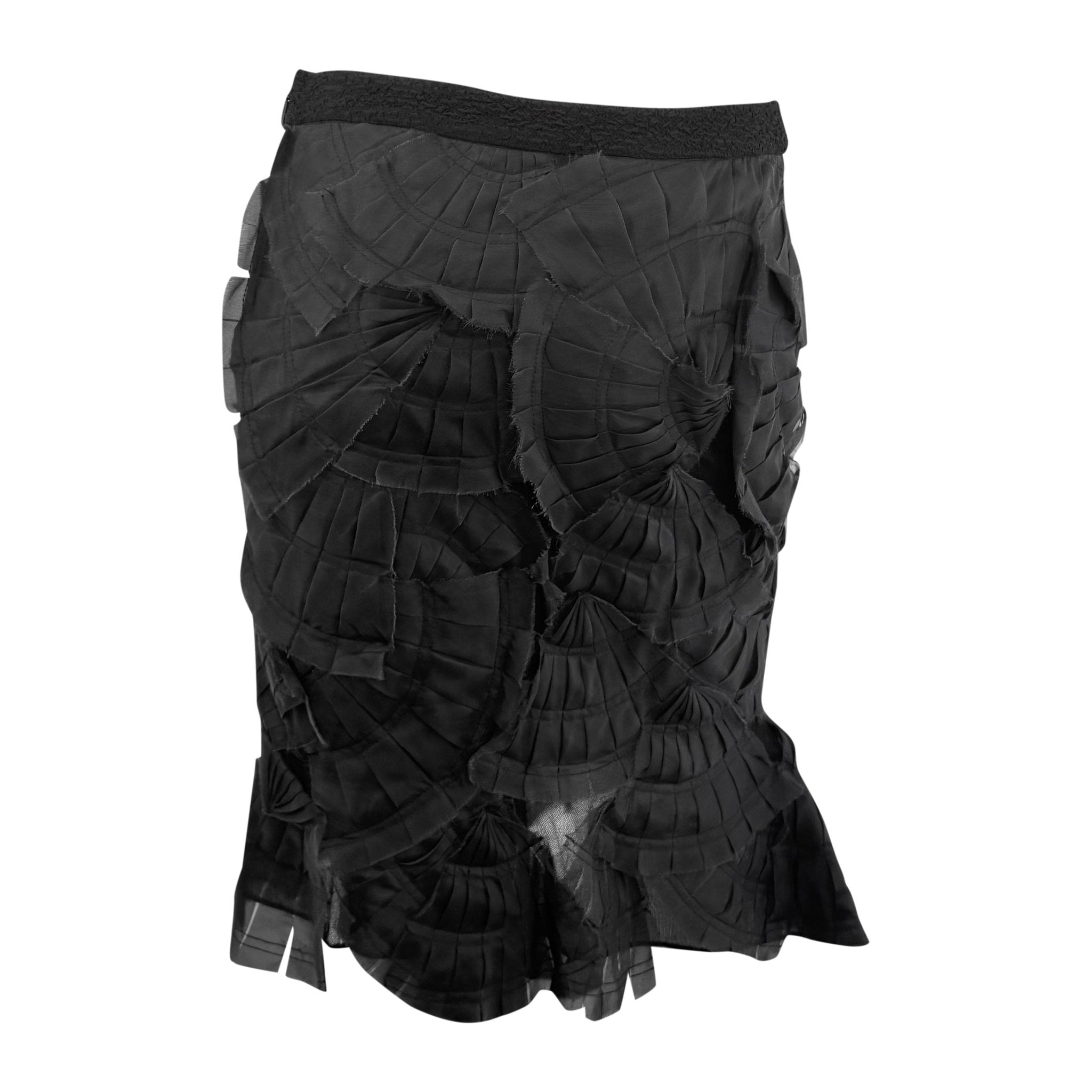 S/S 2004 Gucci by Tom Ford Runway Sheer Black Fan Pleated Silk Pencil Skirt - RealList