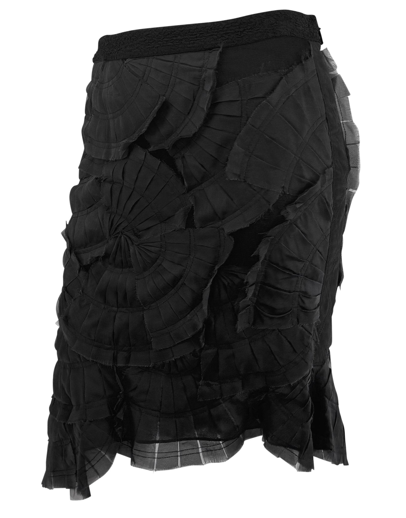 S/S 2004 Gucci by Tom Ford Runway Sheer Black Fan Pleated Silk Pencil Skirt - RealList