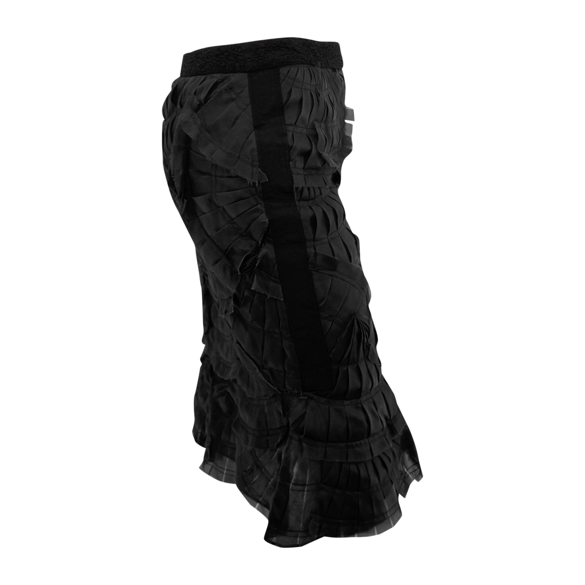 S/S 2004 Gucci by Tom Ford Runway Sheer Black Fan Pleated Silk Pencil Skirt - RealList