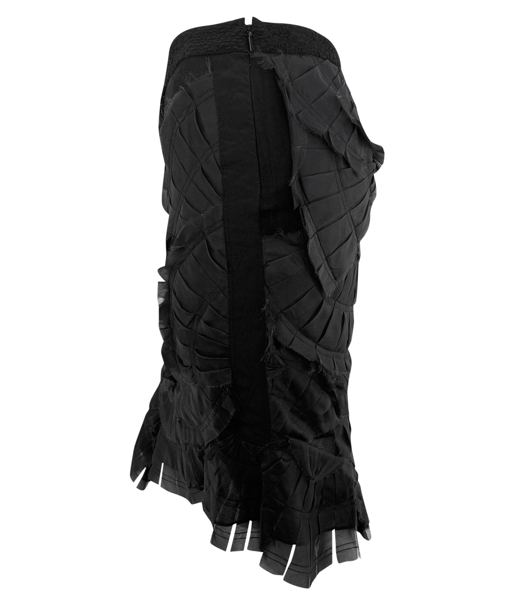 S/S 2004 Gucci by Tom Ford Runway Sheer Black Fan Pleated Silk Pencil Skirt - RealList