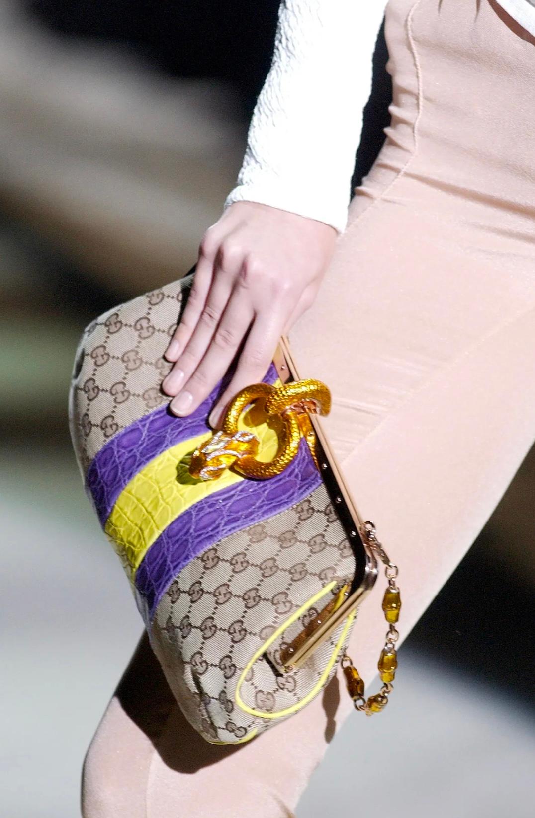 S/S 2004 Gucci by Tom Ford Yellow Alligator Serpent Horsebit Small Shoulder Bag - RealList