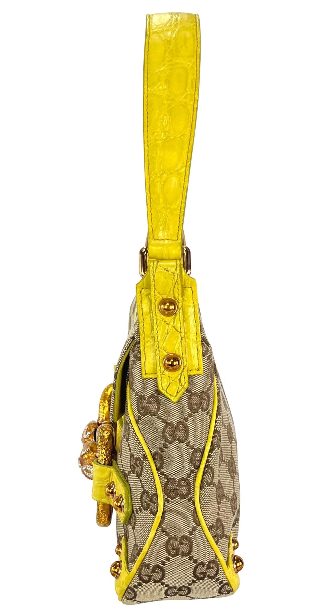 S/S 2004 Gucci by Tom Ford Yellow Alligator Serpent Horsebit Small Shoulder Bag - RealList