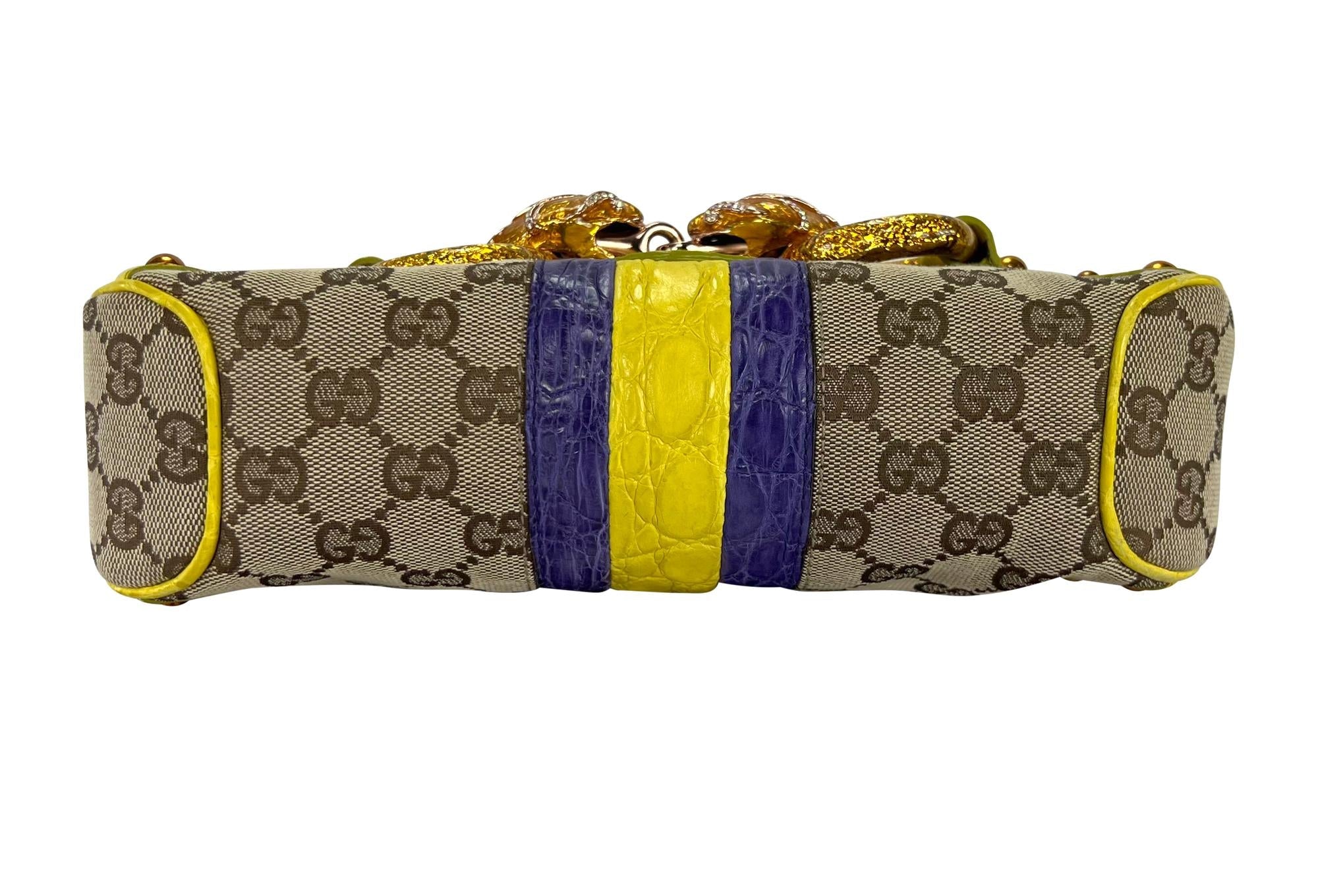 S/S 2004 Gucci by Tom Ford Yellow Alligator Serpent Horsebit Small Shoulder Bag - RealList