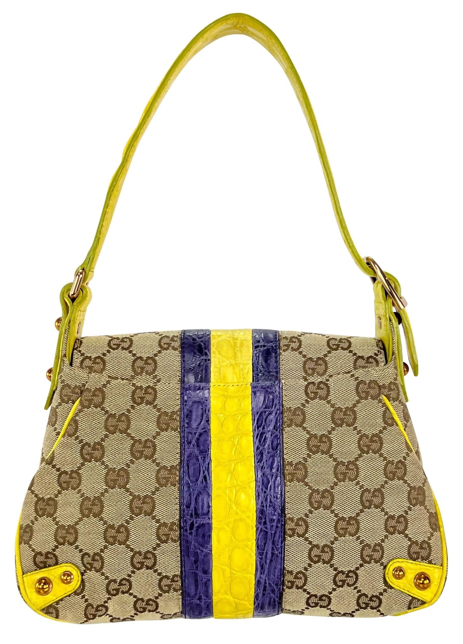 S/S 2004 Gucci by Tom Ford Yellow Alligator Serpent Horsebit Small Shoulder Bag - RealList